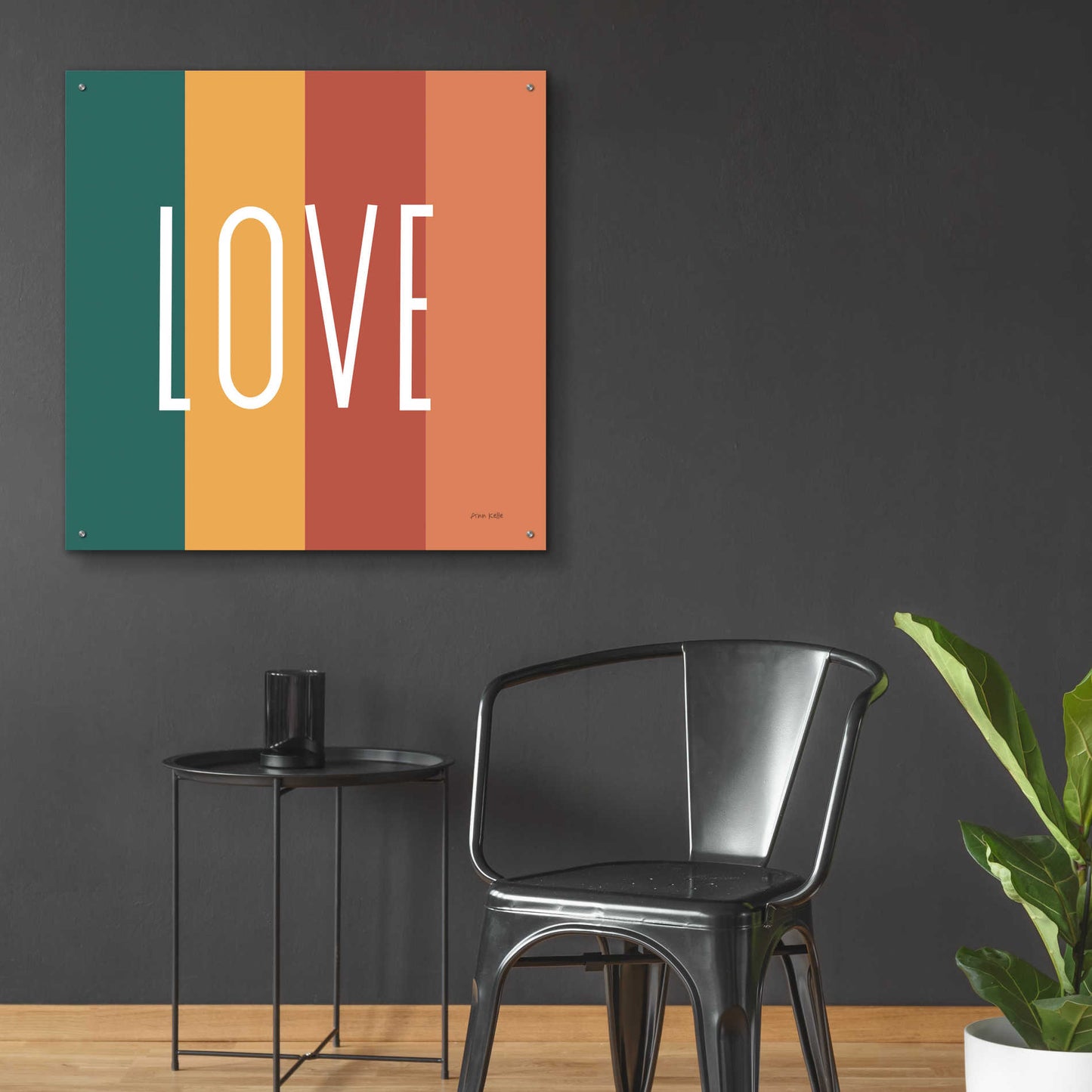 Epic Art 'Love Rainbow Retro' by Ann Kelle Designs, Acrylic Glass Wall Art,36x36