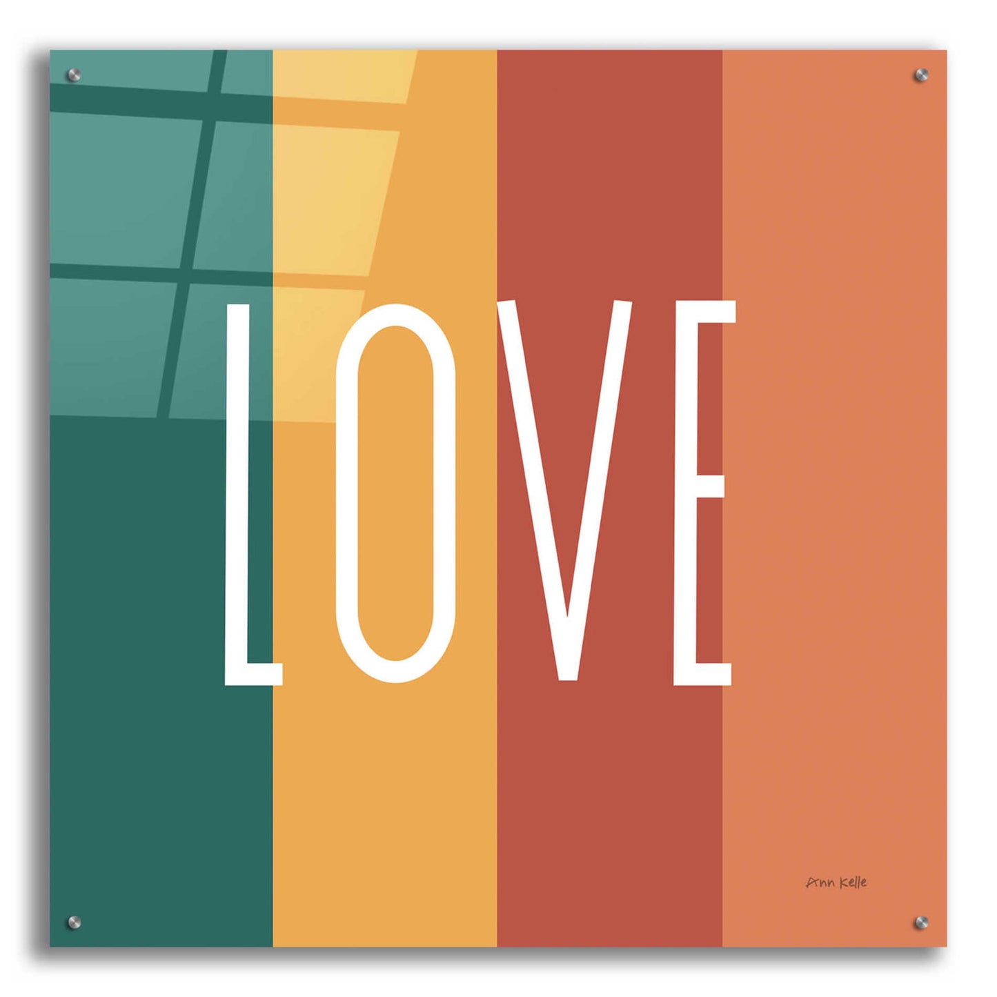 Epic Art 'Love Rainbow Retro' by Ann Kelle Designs, Acrylic Glass Wall Art,36x36
