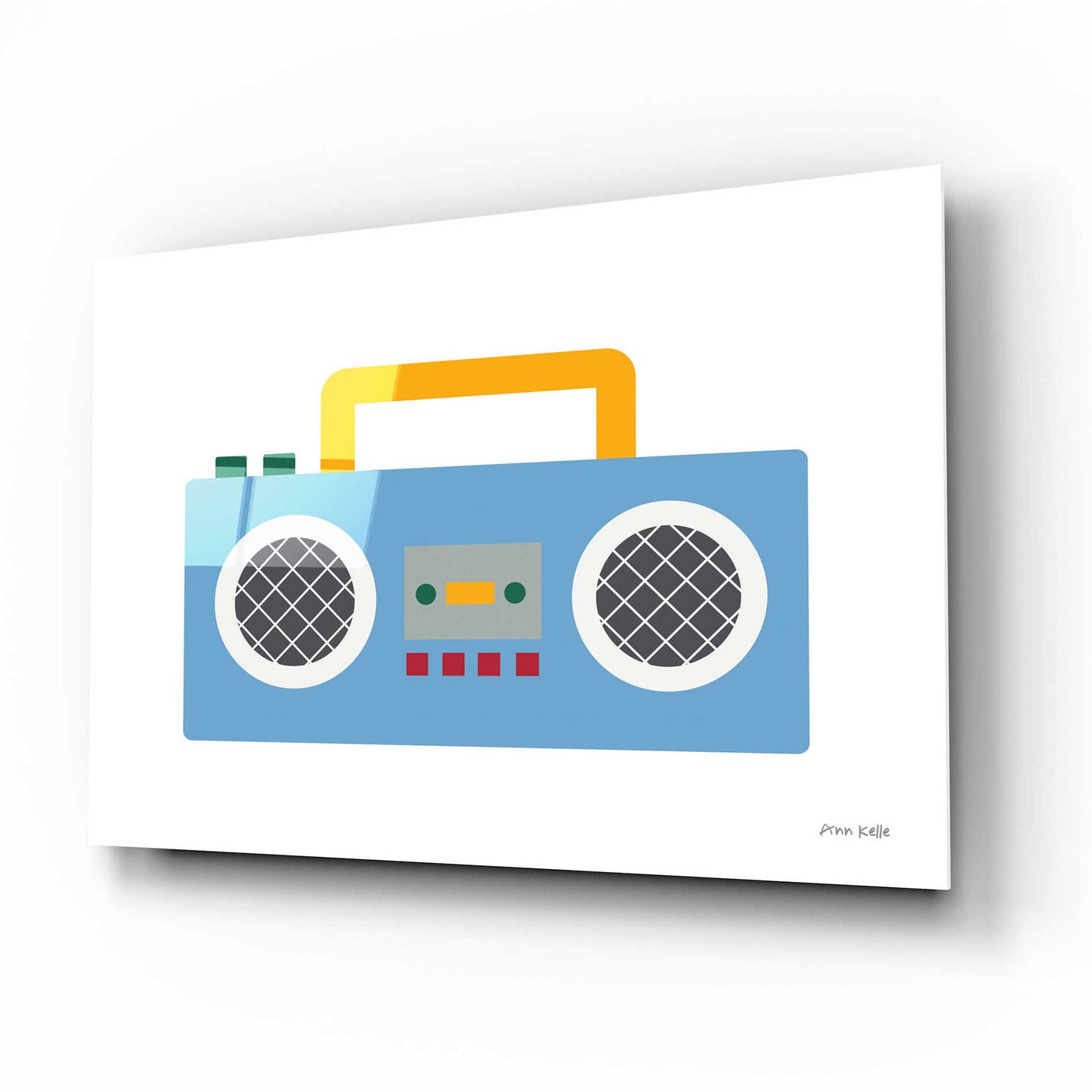 Epic Art 'Retro Boombox' by Ann Kelle Designs, Acrylic Glass Wall Art,16x12