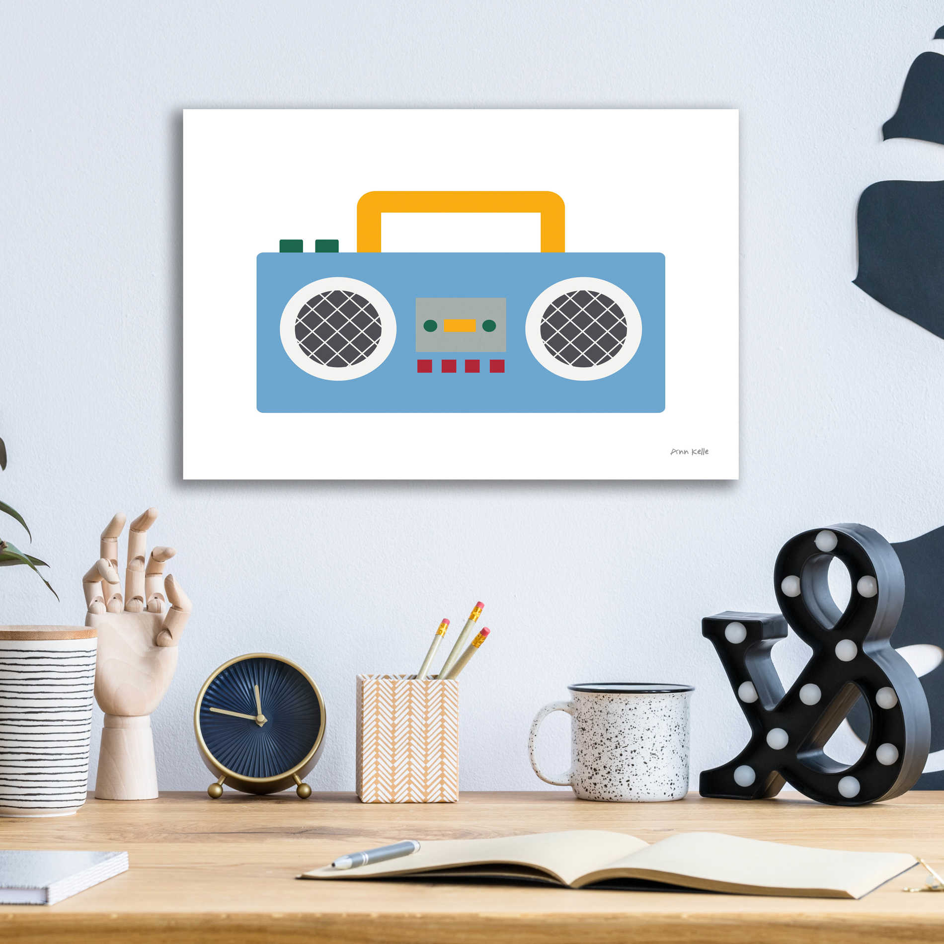 Epic Art 'Retro Boombox' by Ann Kelle Designs, Acrylic Glass Wall Art,16x12