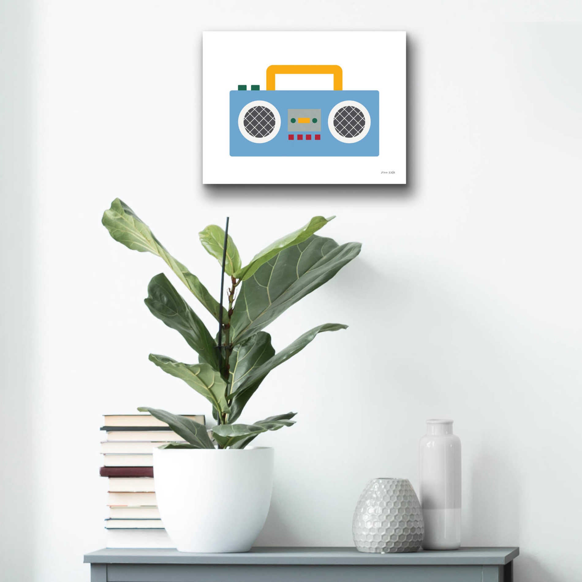 Epic Art 'Retro Boombox' by Ann Kelle Designs, Acrylic Glass Wall Art,16x12