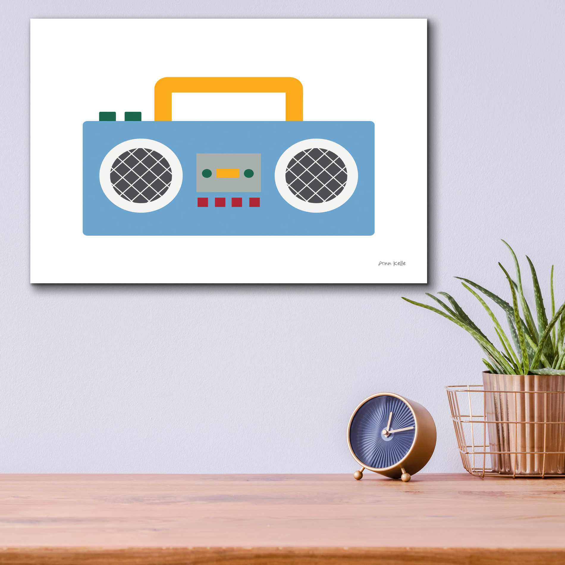 Epic Art 'Retro Boombox' by Ann Kelle Designs, Acrylic Glass Wall Art,16x12