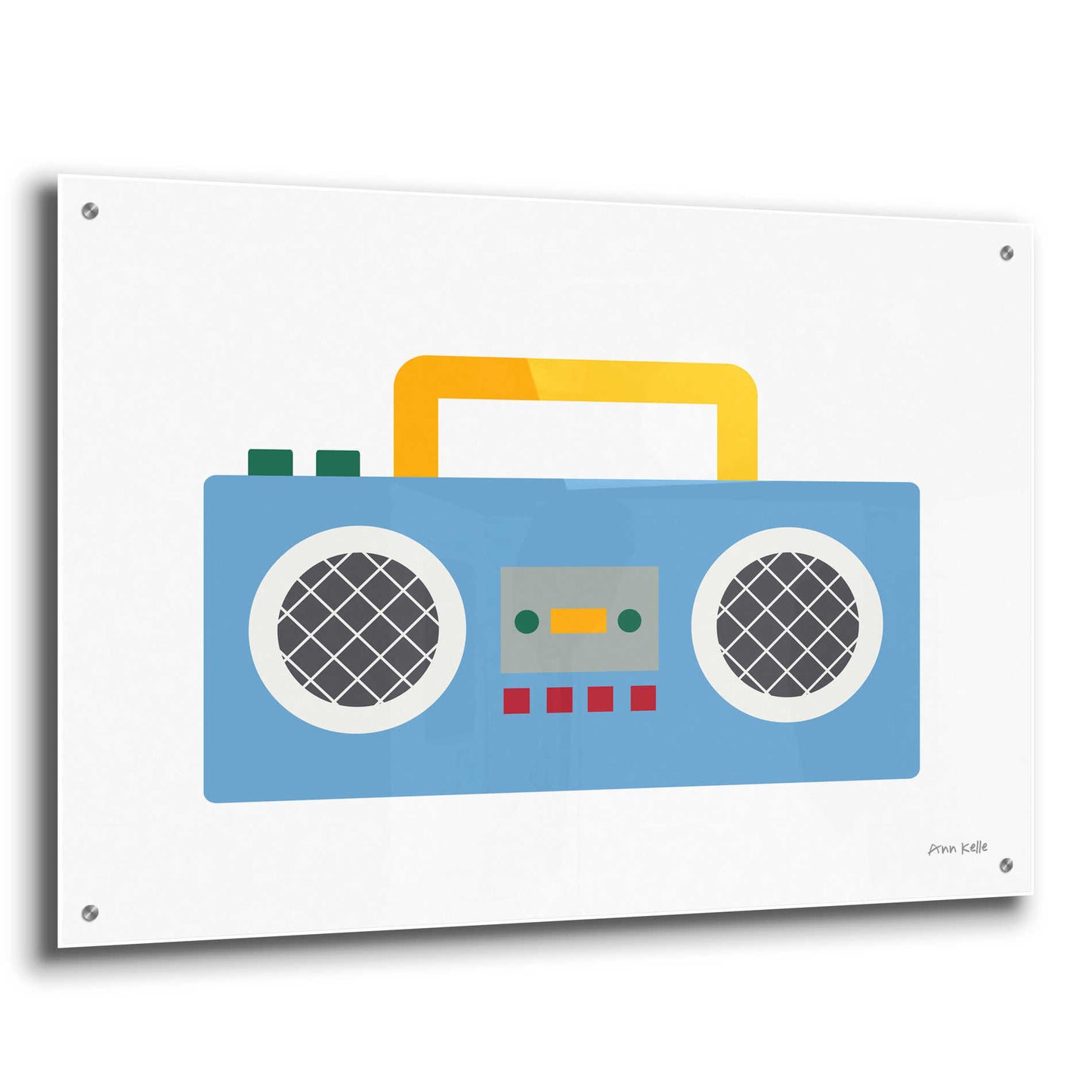 Epic Art 'Retro Boombox' by Ann Kelle Designs, Acrylic Glass Wall Art,36x24