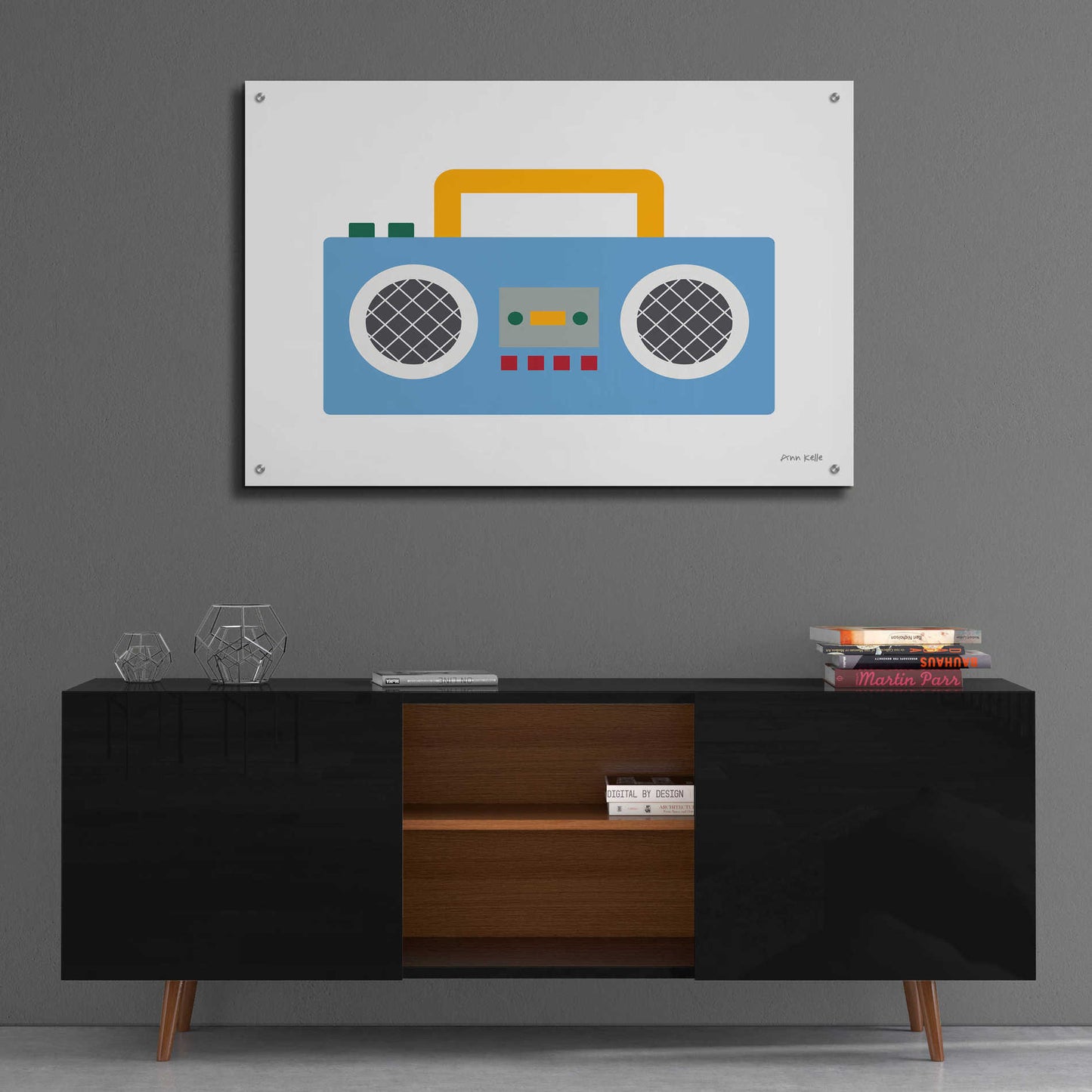 Epic Art 'Retro Boombox' by Ann Kelle Designs, Acrylic Glass Wall Art,36x24