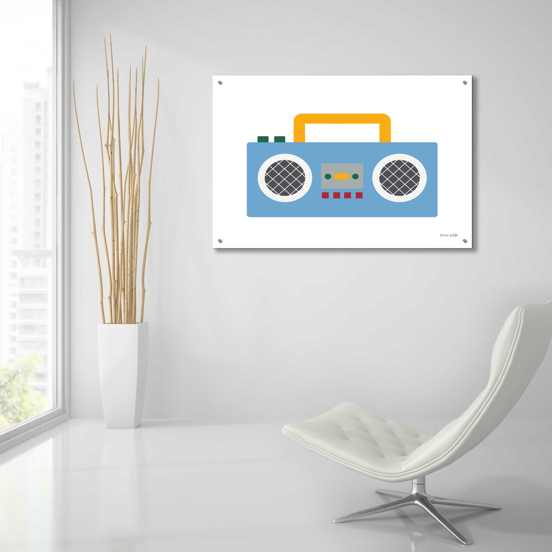 Epic Art 'Retro Boombox' by Ann Kelle Designs, Acrylic Glass Wall Art,36x24