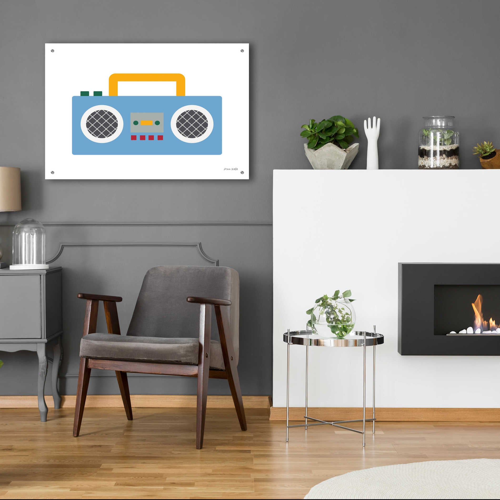 Epic Art 'Retro Boombox' by Ann Kelle Designs, Acrylic Glass Wall Art,36x24