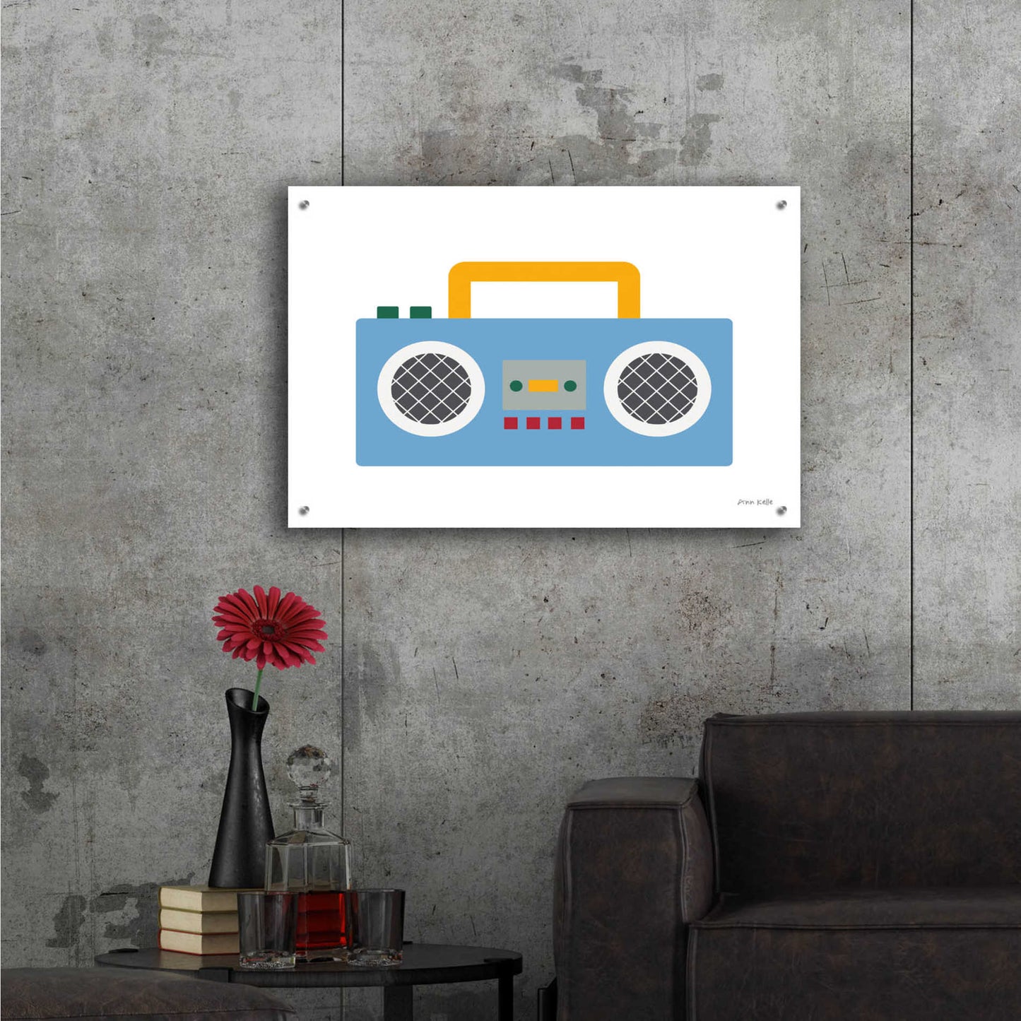 Epic Art 'Retro Boombox' by Ann Kelle Designs, Acrylic Glass Wall Art,36x24