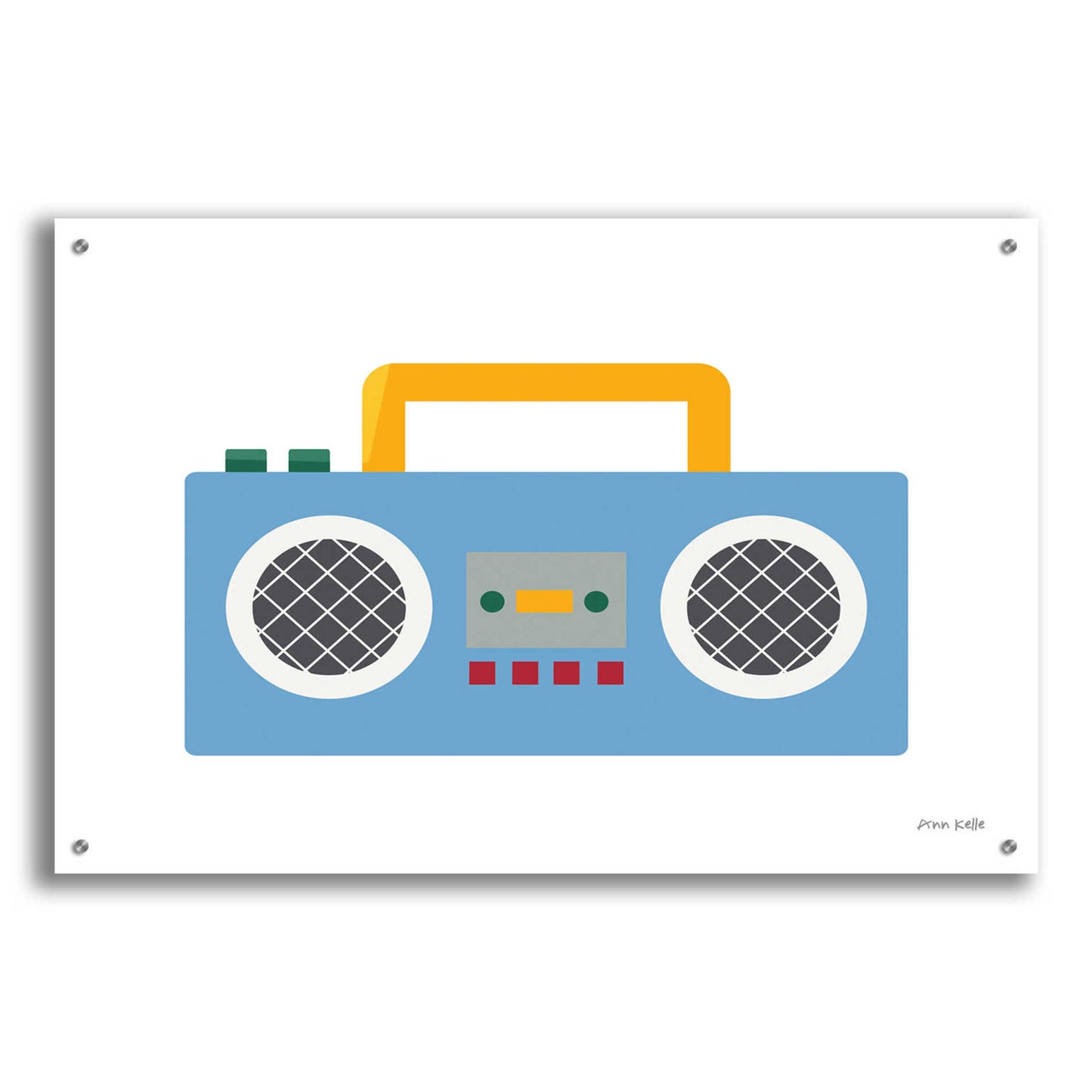 Epic Art 'Retro Boombox' by Ann Kelle Designs, Acrylic Glass Wall Art,36x24