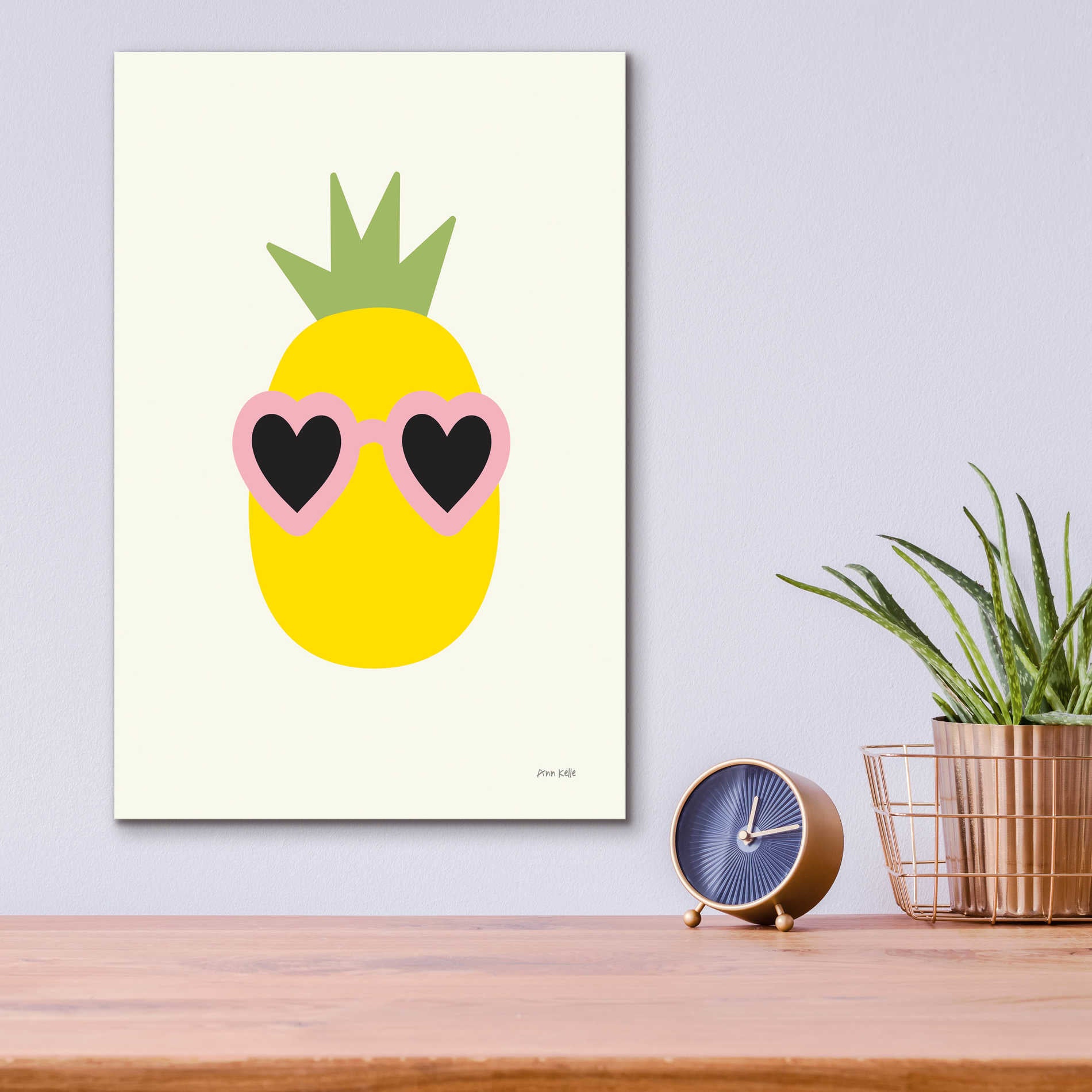 Epic Art 'Sunny Pineapple' by Ann Kelle Designs, Acrylic Glass Wall Art,12x16