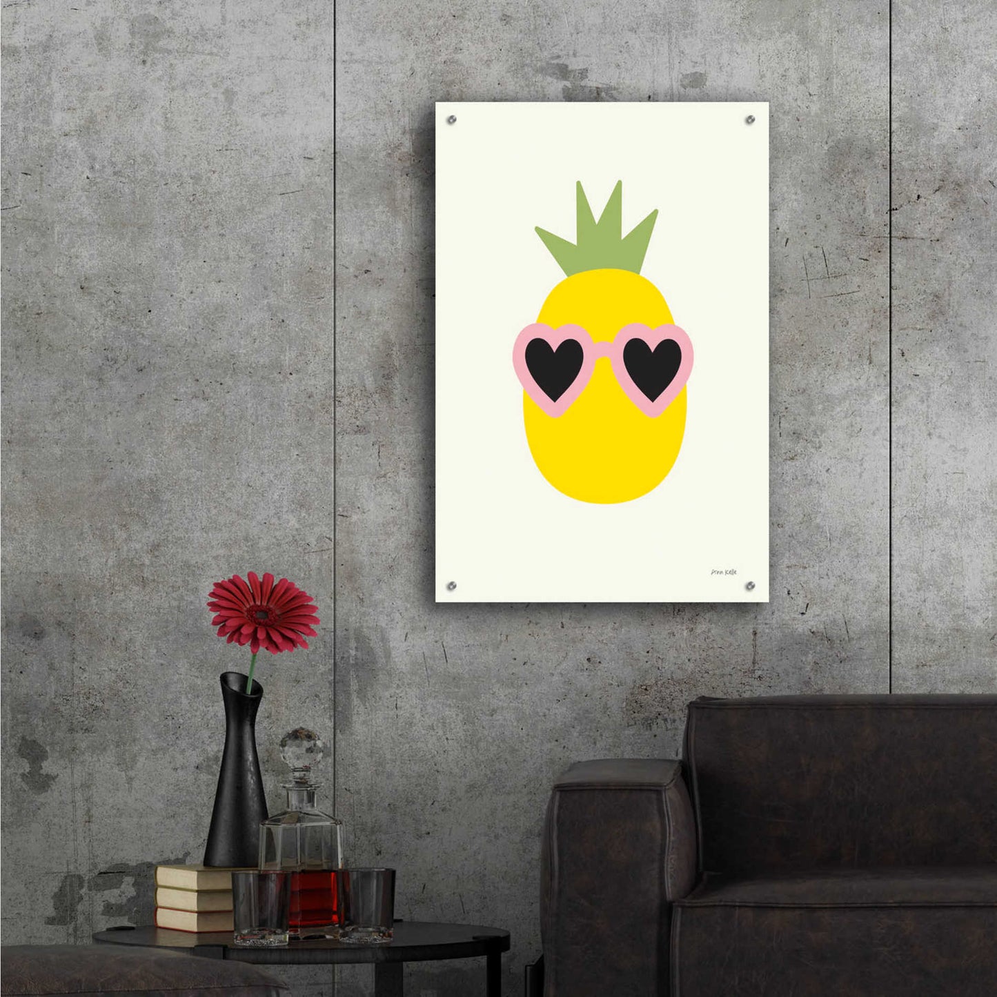 Epic Art 'Sunny Pineapple' by Ann Kelle Designs, Acrylic Glass Wall Art,24x36