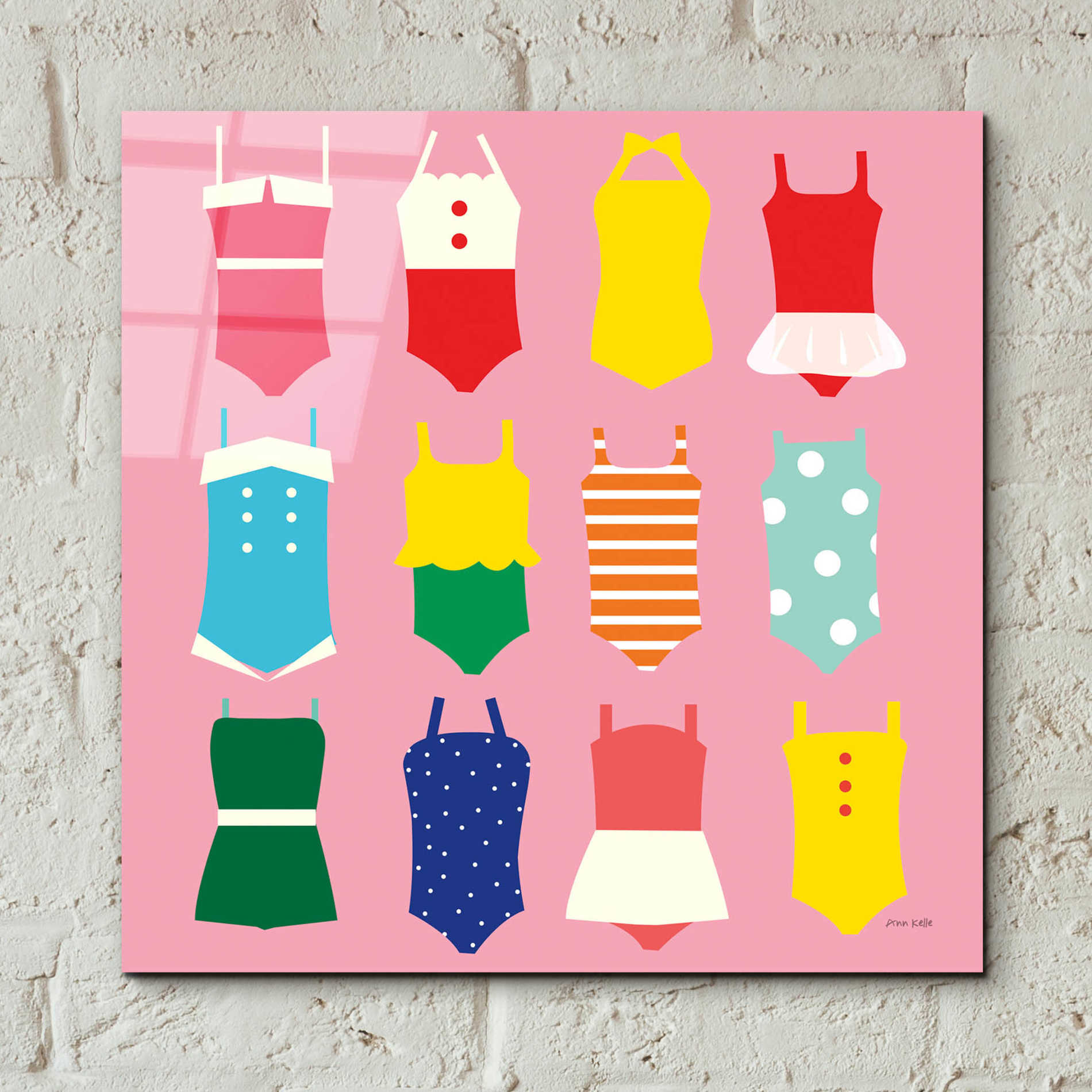 Epic Art 'Bathing Suits Galore' by Ann Kelle Designs, Acrylic Glass Wall Art,12x12