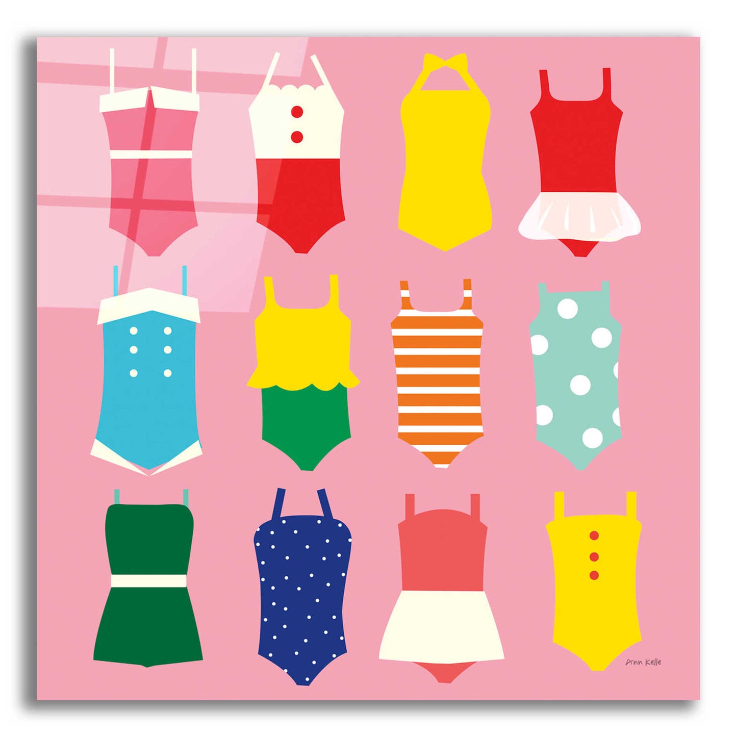 Epic Art 'Bathing Suits Galore' by Ann Kelle Designs, Acrylic Glass Wall Art,12x12