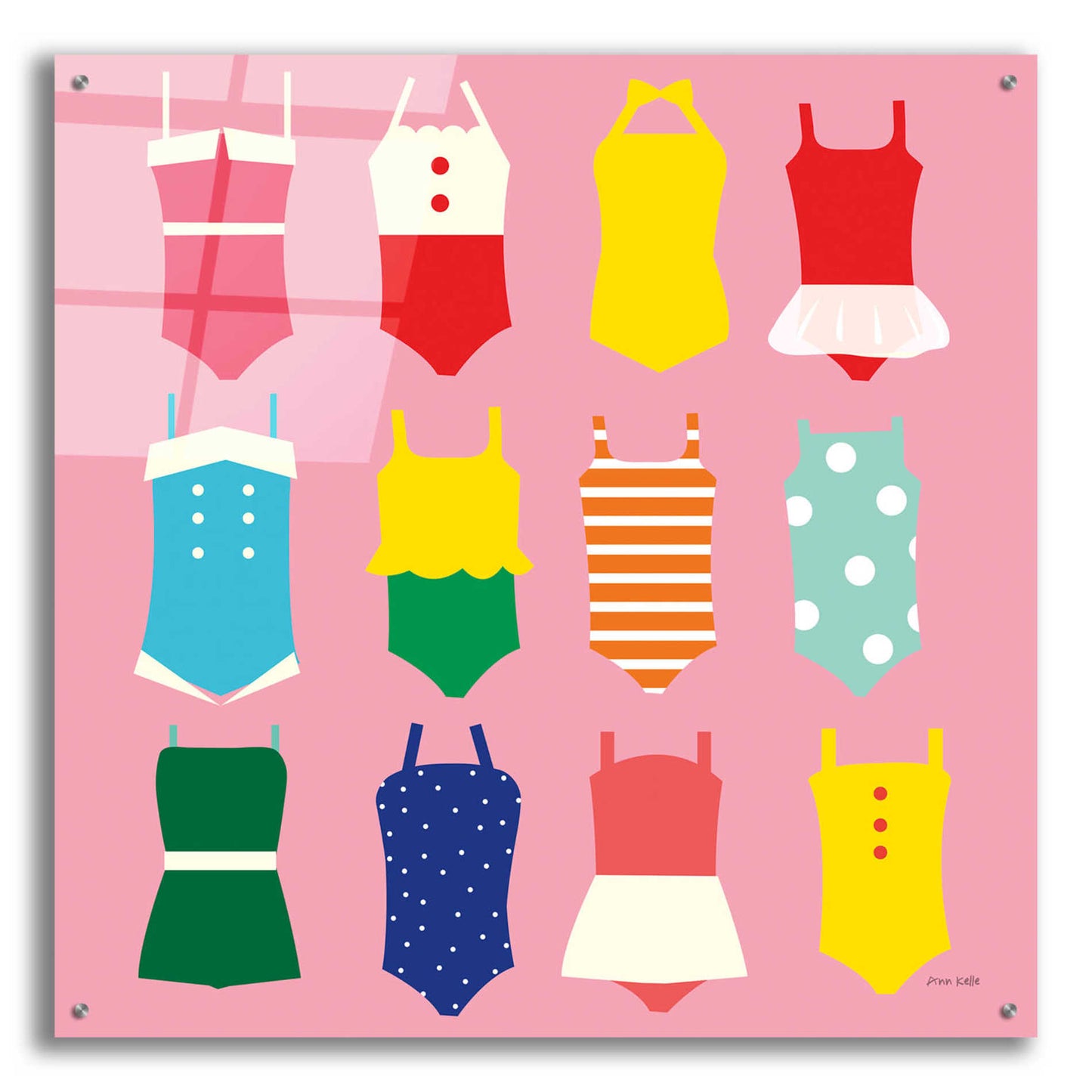 Epic Art 'Bathing Suits Galore' by Ann Kelle Designs, Acrylic Glass Wall Art,36x36