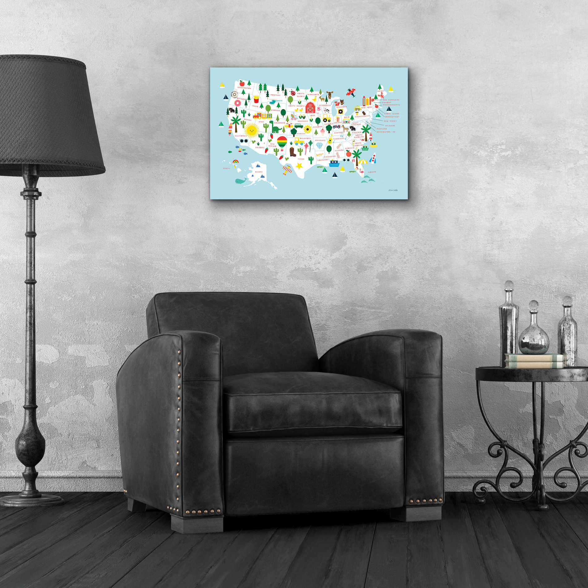 Epic Art 'Fun USA Map' by Ann Kelle Designs, Acrylic Glass Wall Art,24x16