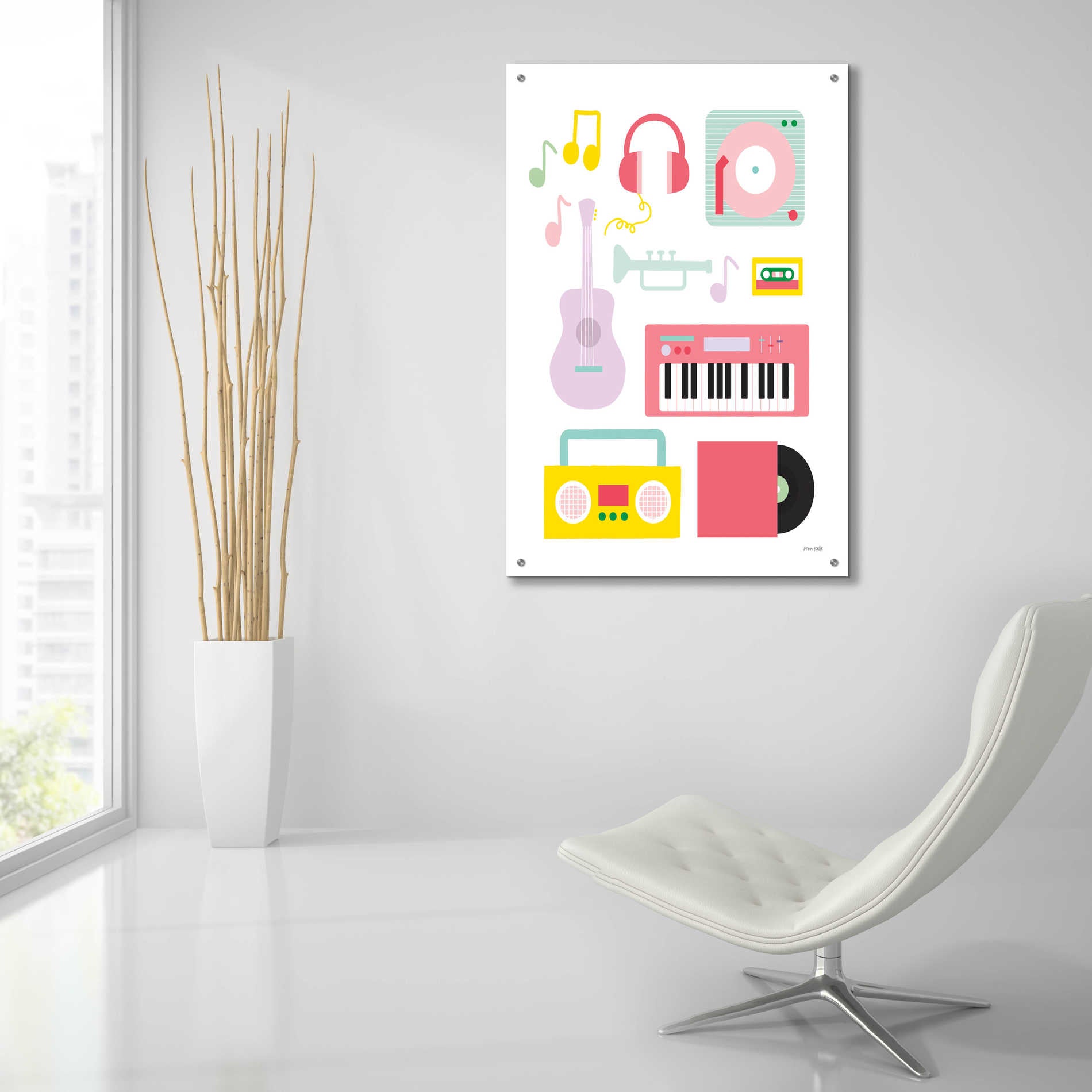 Epic Art 'Lets Listen to Music I' by Ann Kelle Designs, Acrylic Glass Wall Art,24x36
