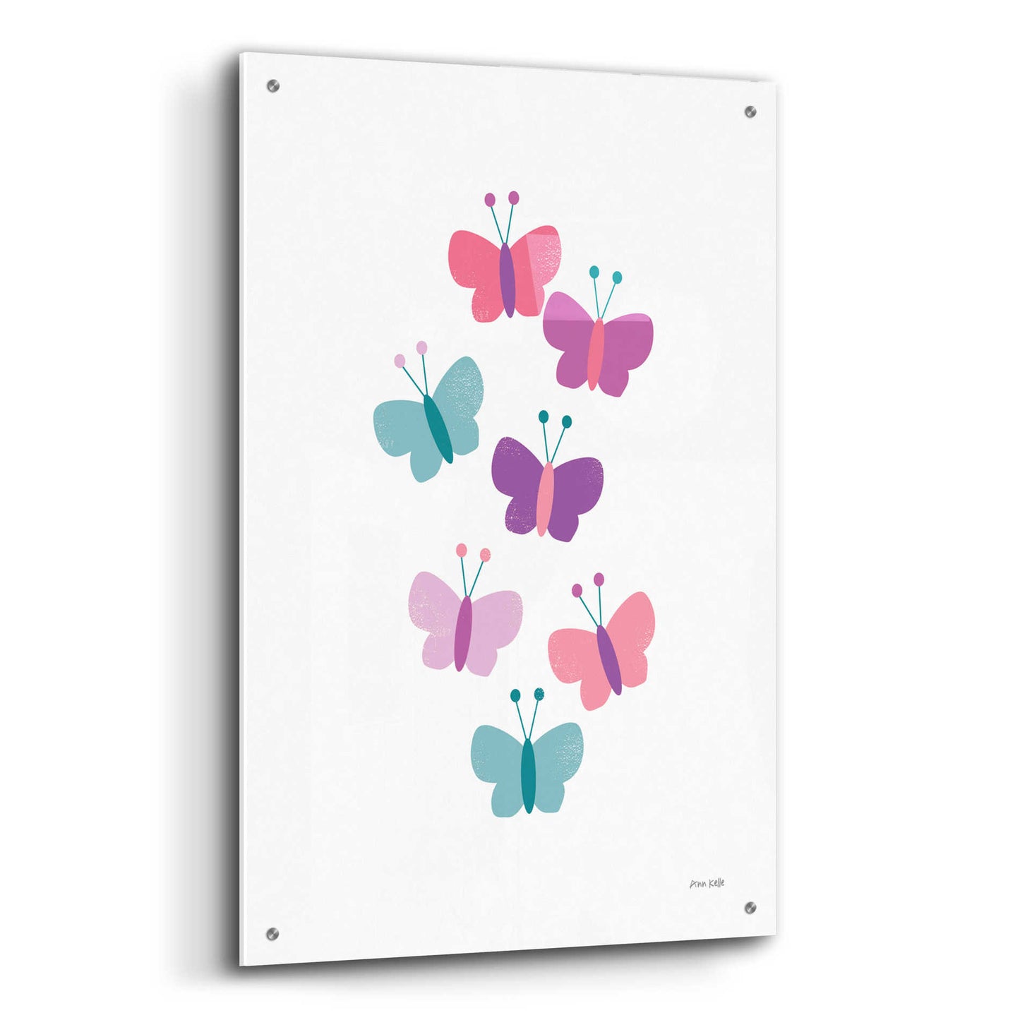 Epic Art 'Butterfly Friends Girly' by Ann Kelle Designs, Acrylic Glass Wall Art,24x36