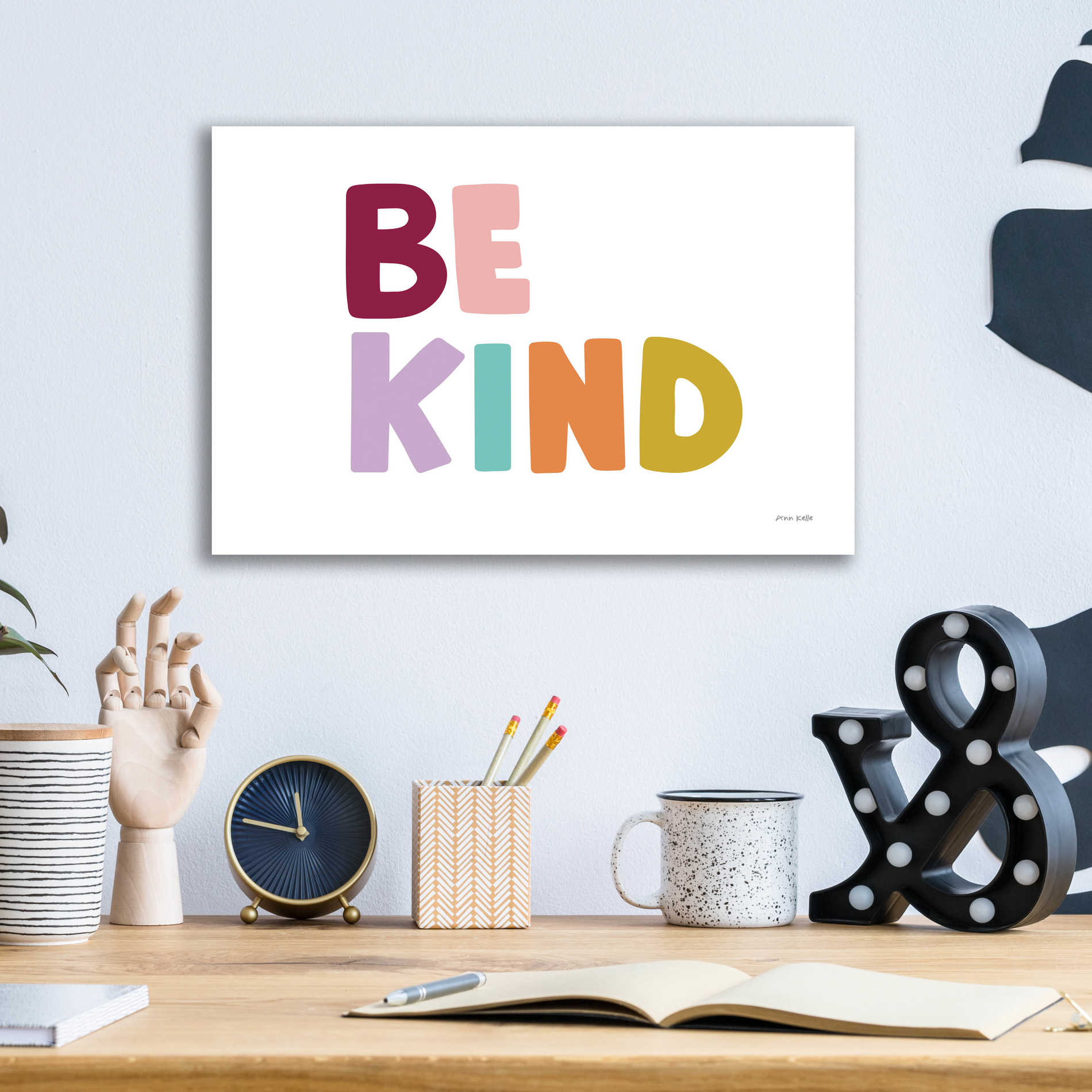 Epic Art 'Be Kind Pastel' by Ann Kelle Designs, Acrylic Glass Wall Art,16x12