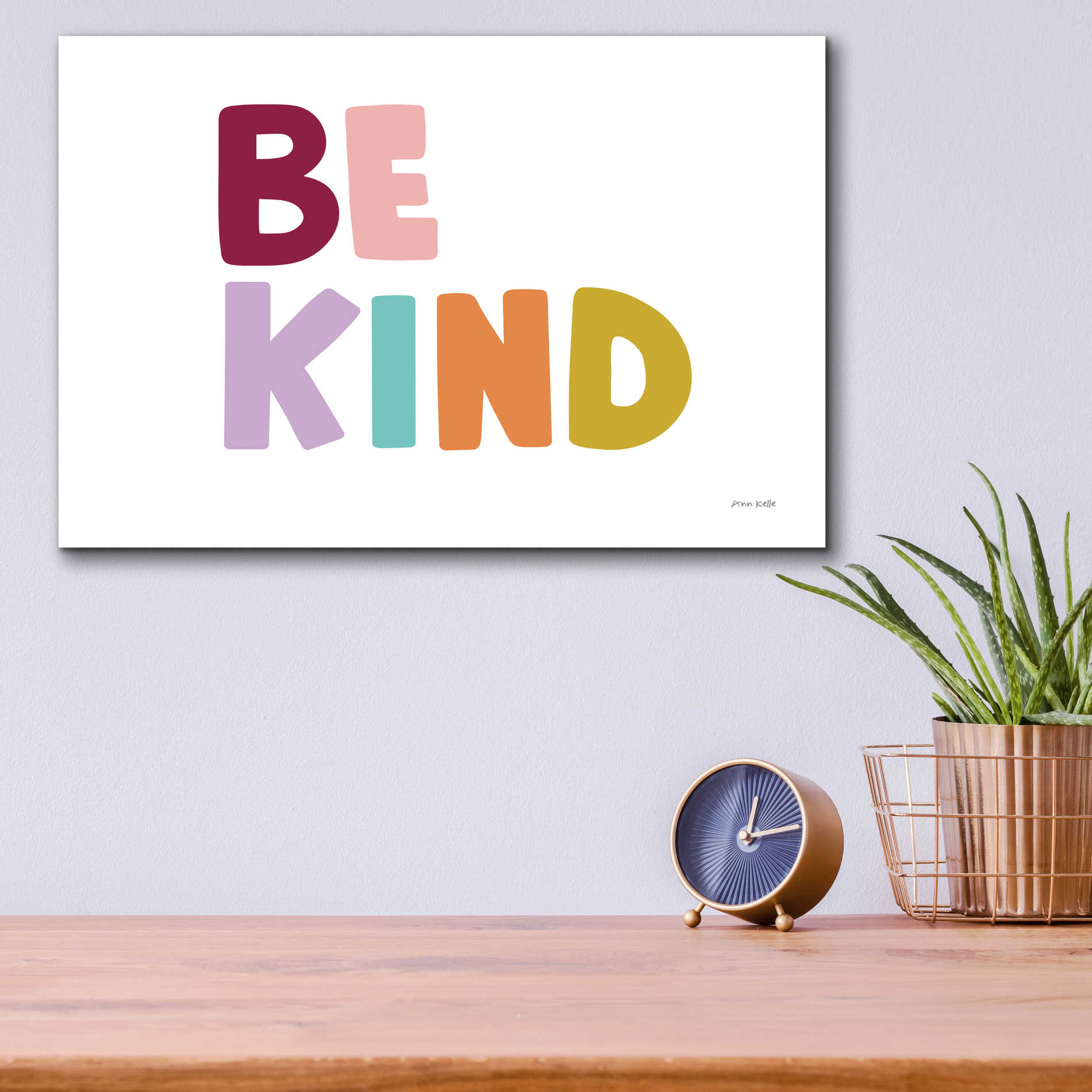 Epic Art 'Be Kind Pastel' by Ann Kelle Designs, Acrylic Glass Wall Art,16x12