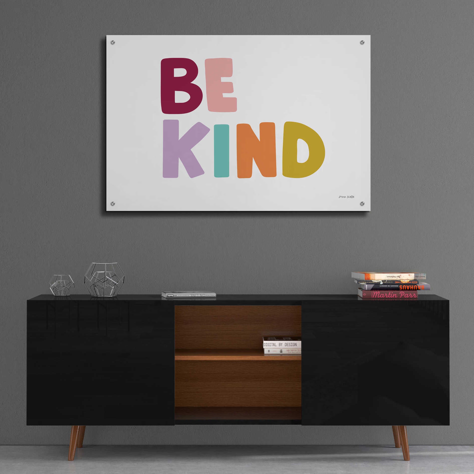 Epic Art 'Be Kind Pastel' by Ann Kelle Designs, Acrylic Glass Wall Art,36x24