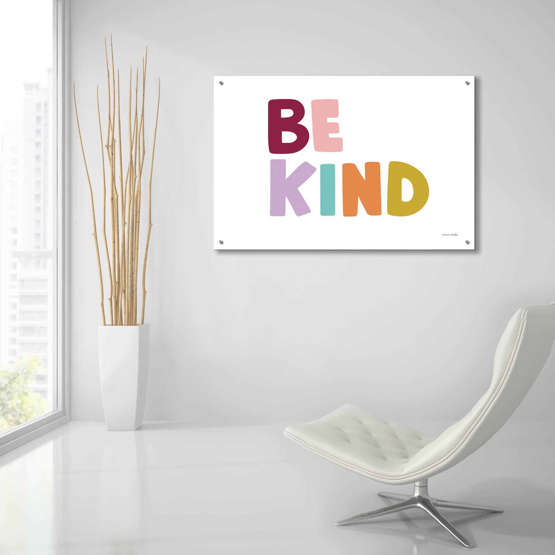 Epic Art 'Be Kind Pastel' by Ann Kelle Designs, Acrylic Glass Wall Art,36x24