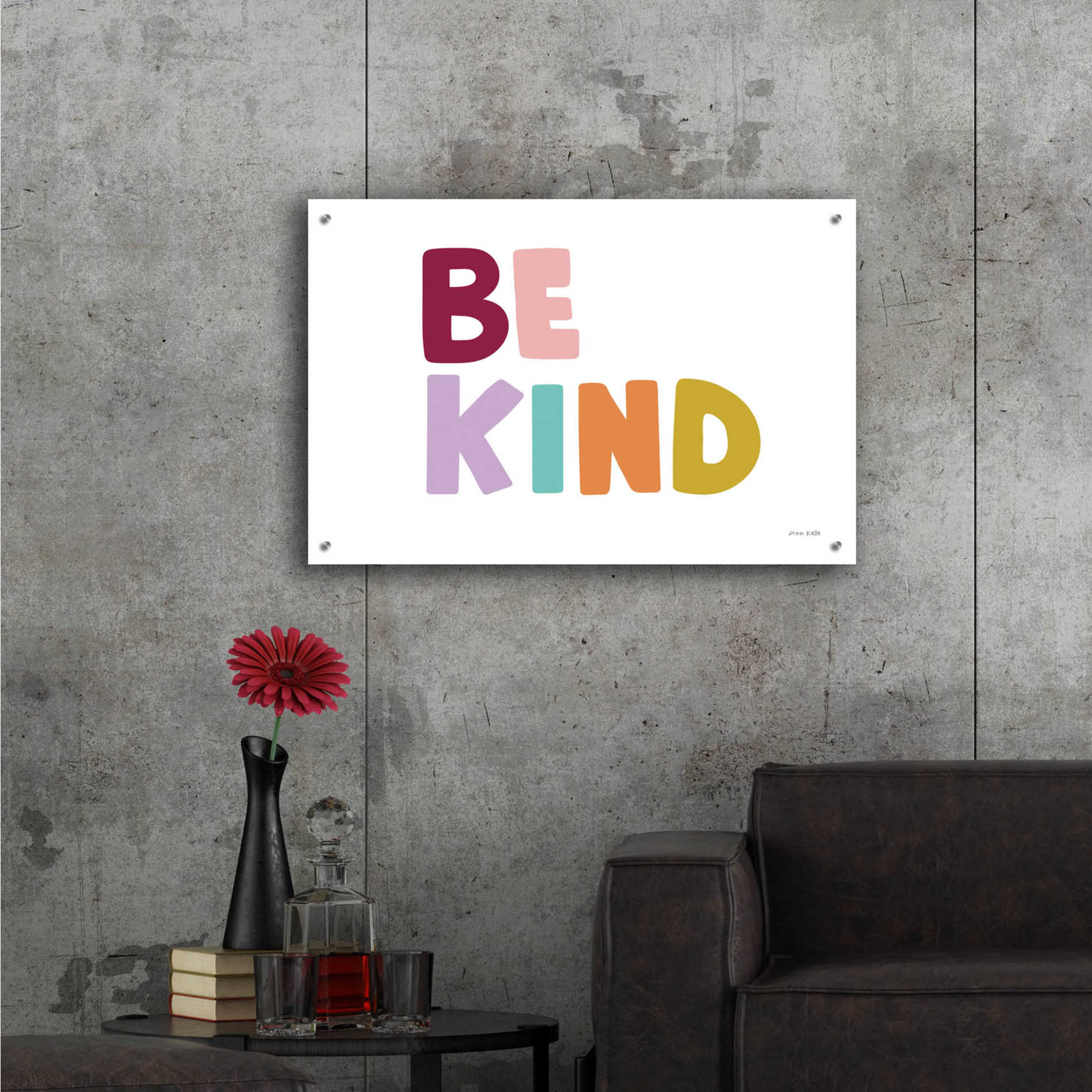 Epic Art 'Be Kind Pastel' by Ann Kelle Designs, Acrylic Glass Wall Art,36x24