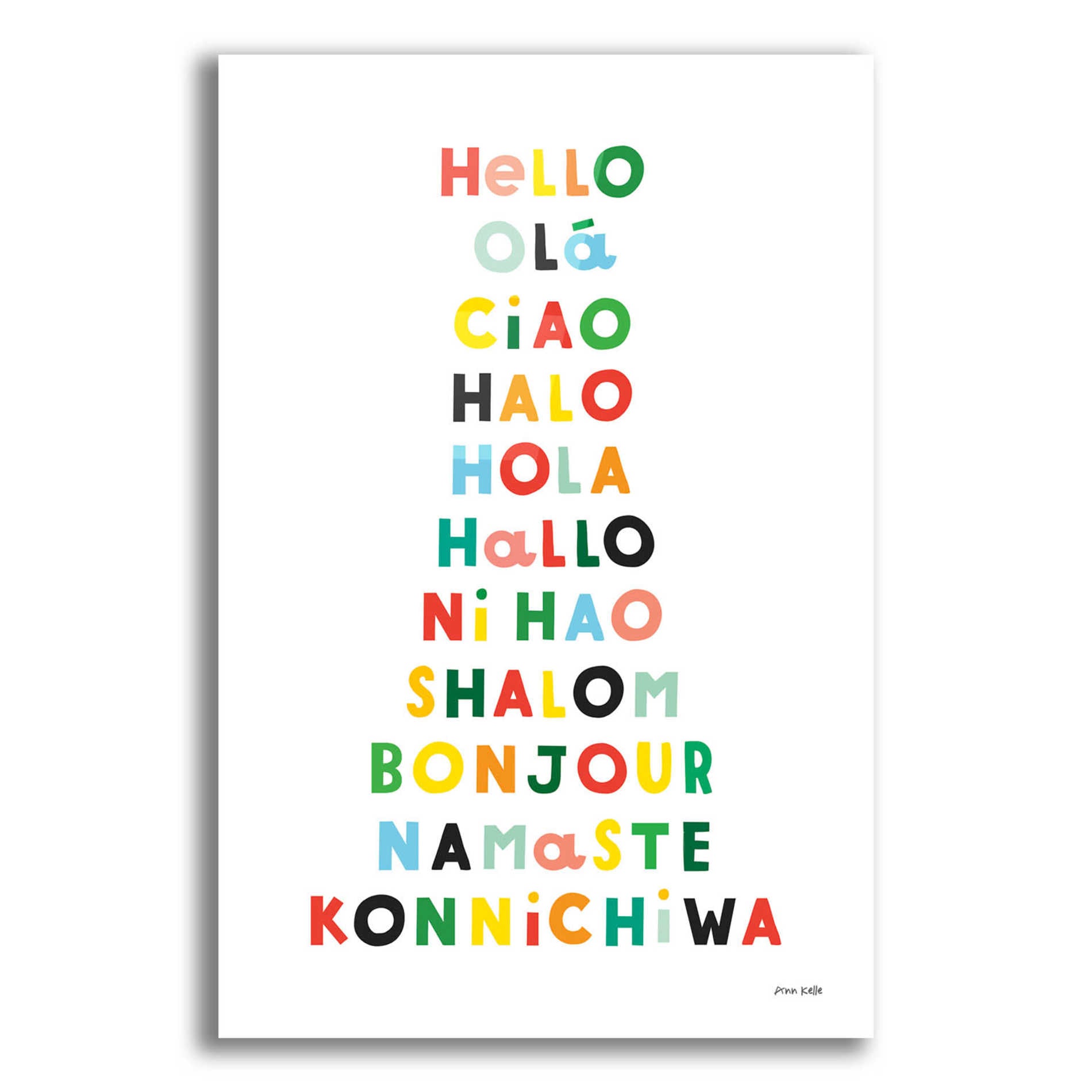 Epic Art 'Language of Hellos' by Ann Kelle Designs, Acrylic Glass Wall Art,12x16