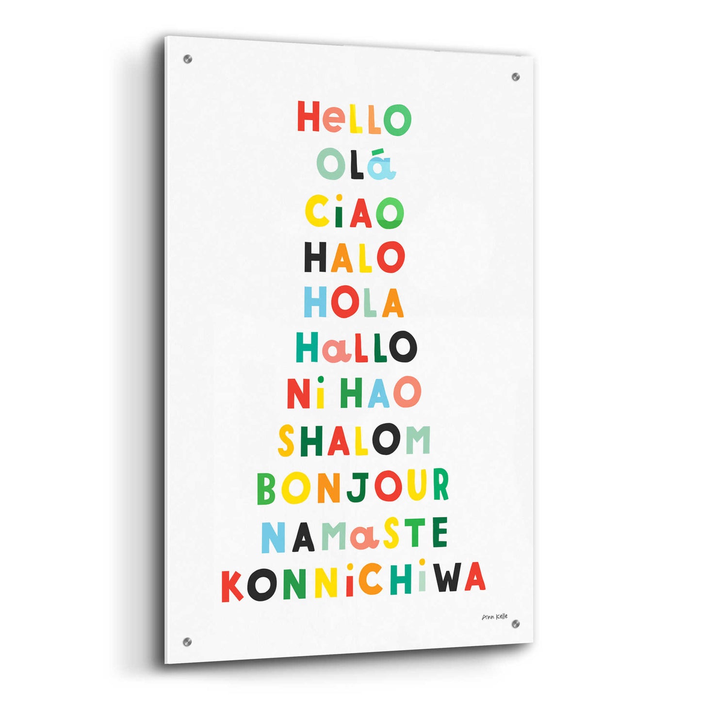 Epic Art 'Language of Hellos' by Ann Kelle Designs, Acrylic Glass Wall Art,24x36