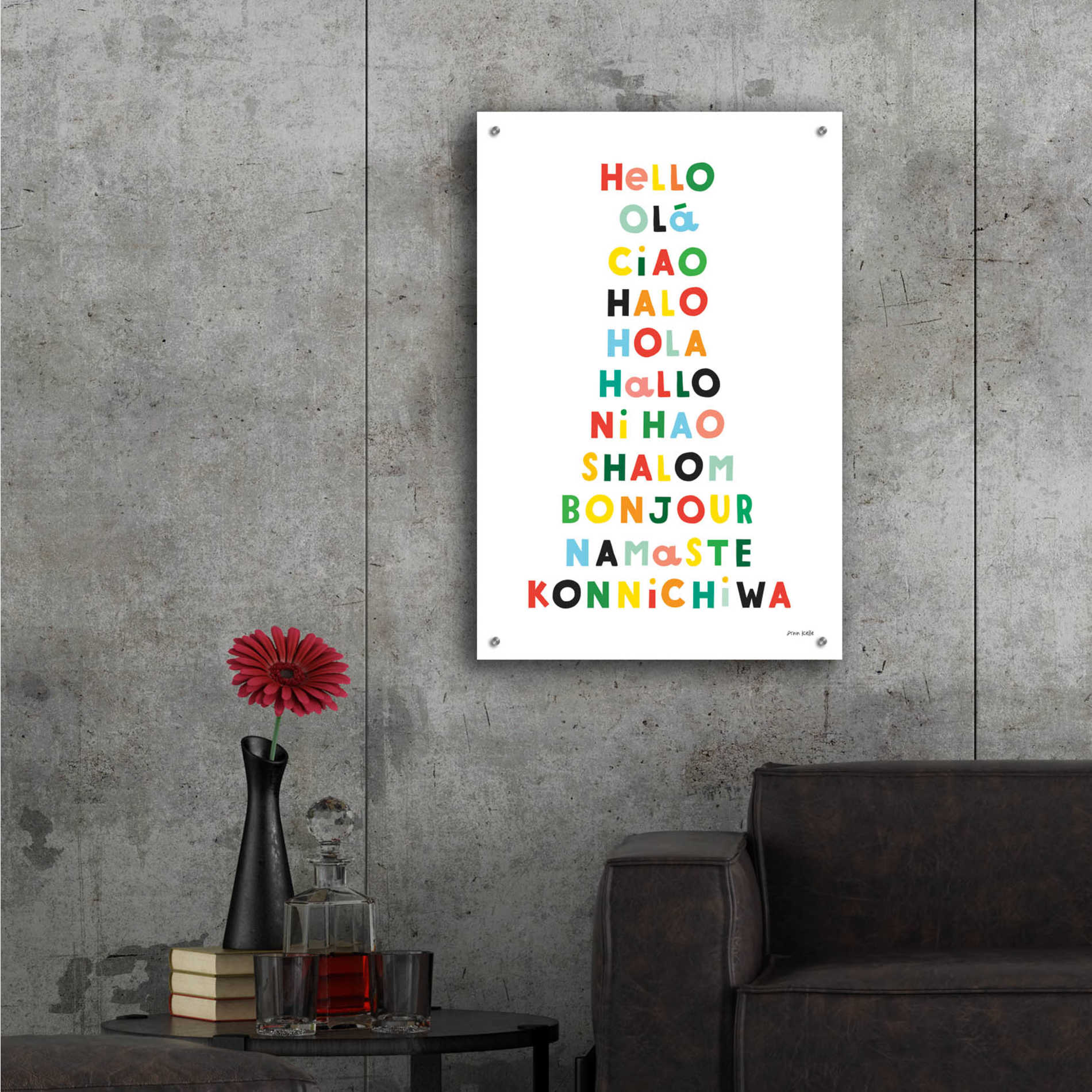 Epic Art 'Language of Hellos' by Ann Kelle Designs, Acrylic Glass Wall Art,24x36