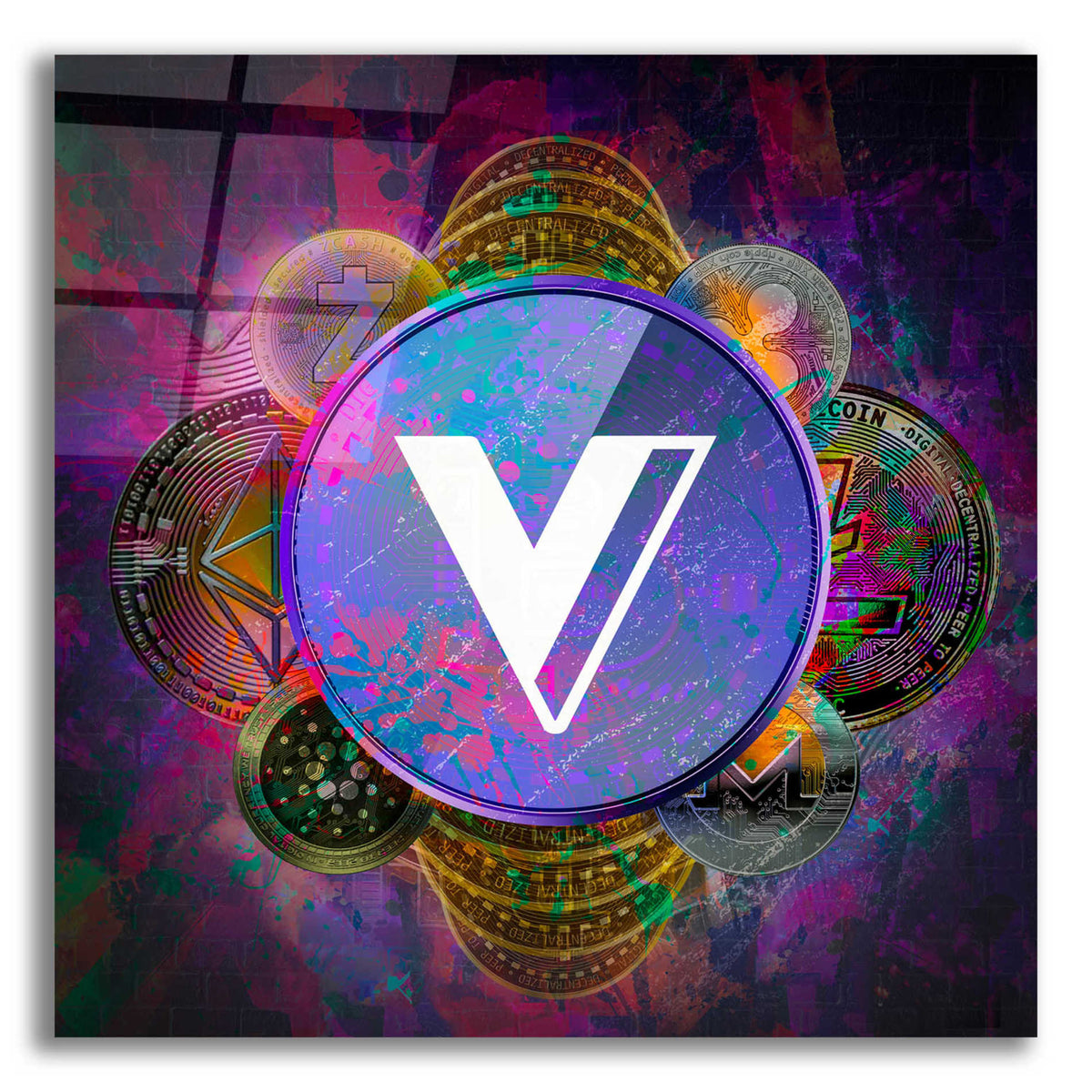 Epic Art 'VGX Voyager Crypto Pyramid,' Acrylic Wall Art,12x12x1.1x0,18x18x1.1x0,26x26x1.74x0,37x37x1.74x0