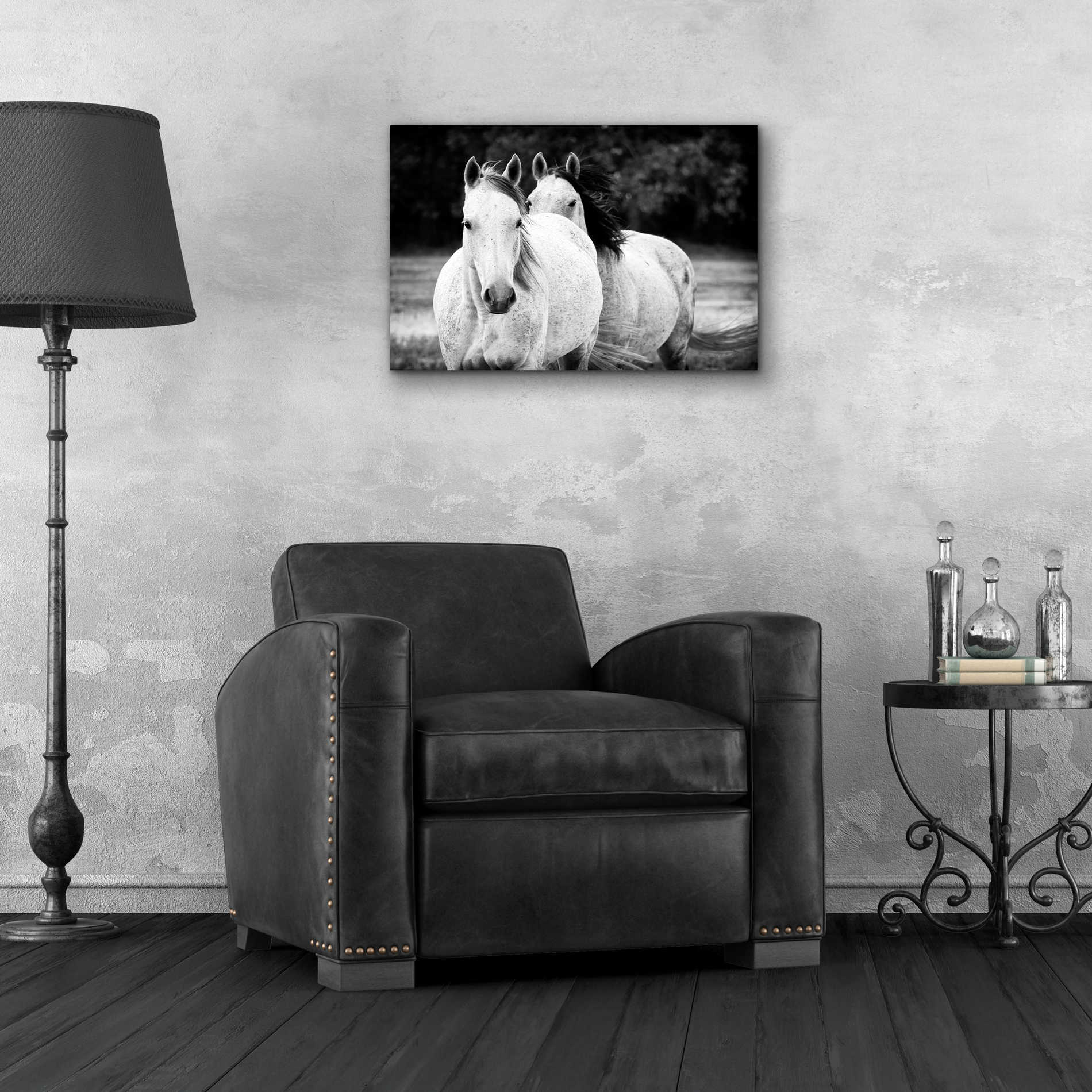 Epic Art 'Two Wild Horses BW' by Debra Van Swearingen, Acrylic Glass Wall Art,24x16