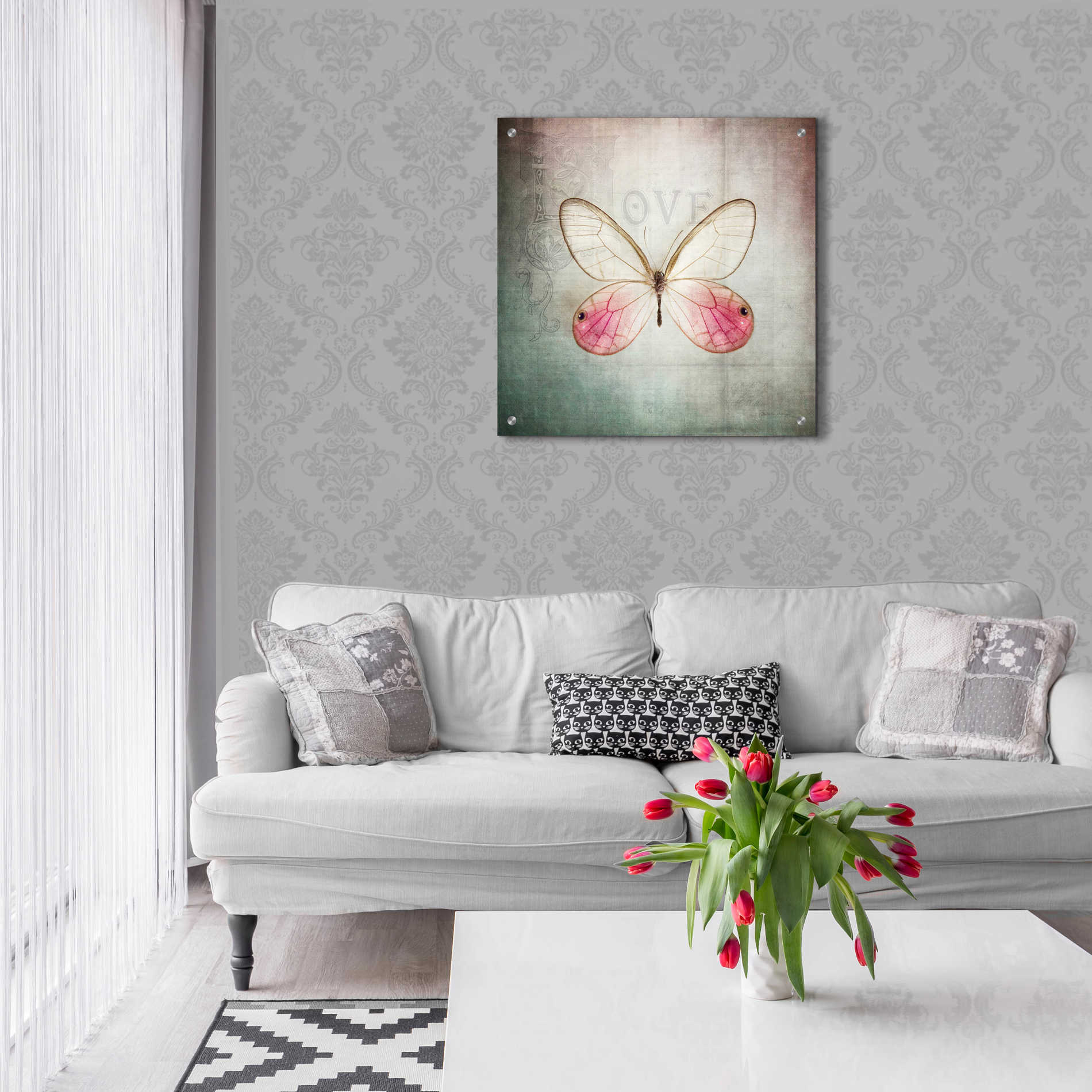 Epic Art 'French Butterfly I' by Debra Van Swearingen, Acrylic Glass Wall Art,24x24