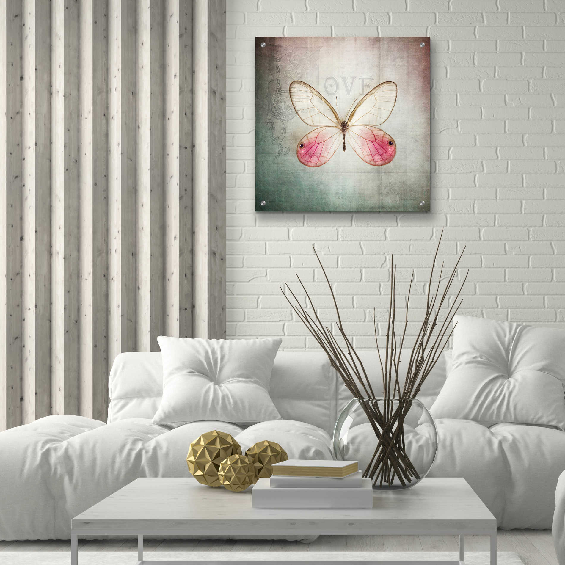 Epic Art 'French Butterfly I' by Debra Van Swearingen, Acrylic Glass Wall Art,24x24