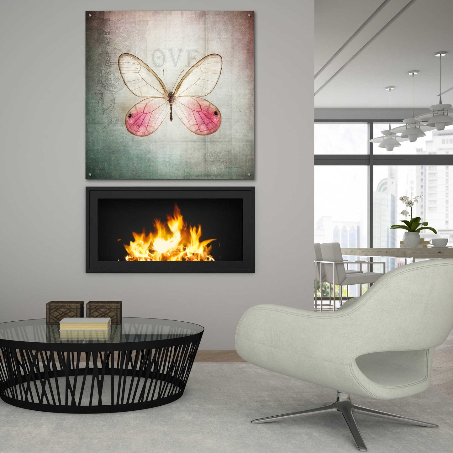 Epic Art 'French Butterfly I' by Debra Van Swearingen, Acrylic Glass Wall Art,36x36