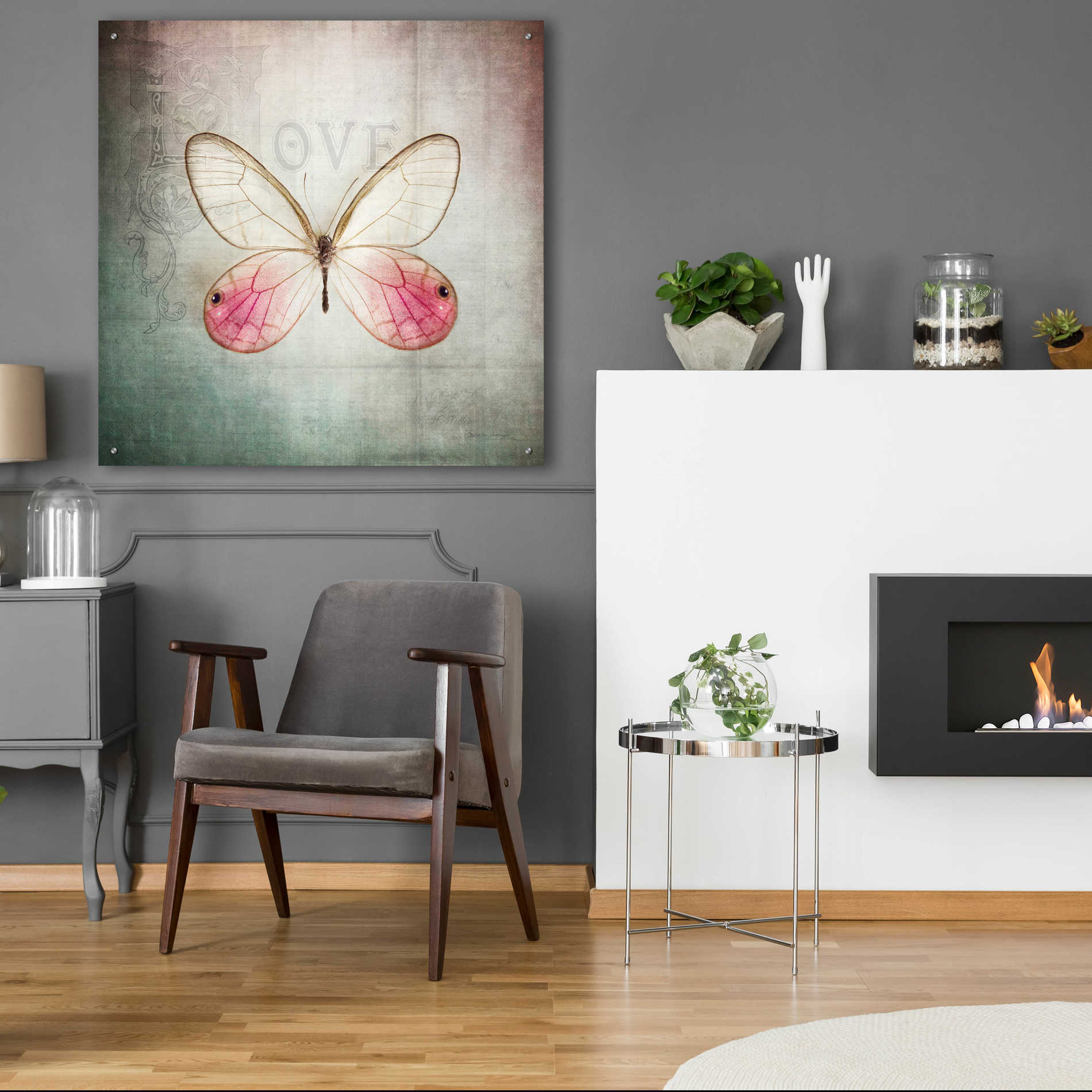 Epic Art 'French Butterfly I' by Debra Van Swearingen, Acrylic Glass Wall Art,36x36