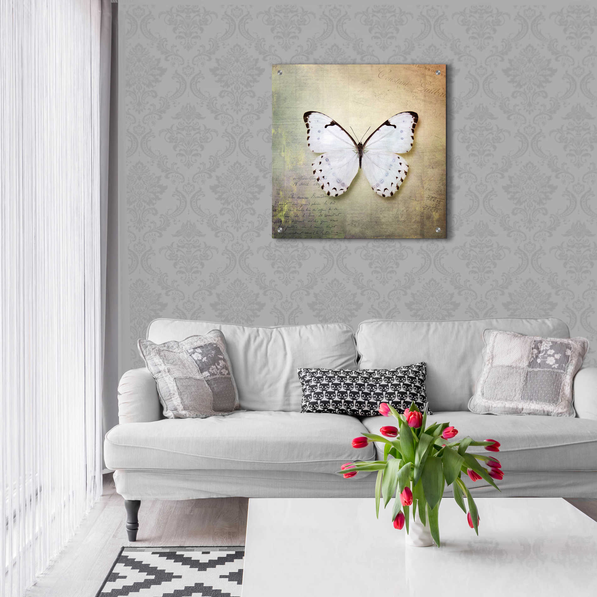 Epic Art 'French Butterfly II' by Debra Van Swearingen, Acrylic Glass Wall Art,24x24