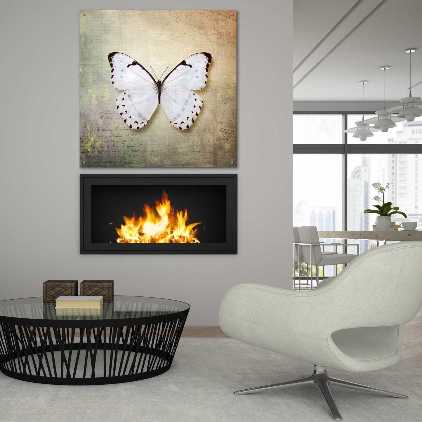 Epic Art 'French Butterfly II' by Debra Van Swearingen, Acrylic Glass Wall Art,36x36