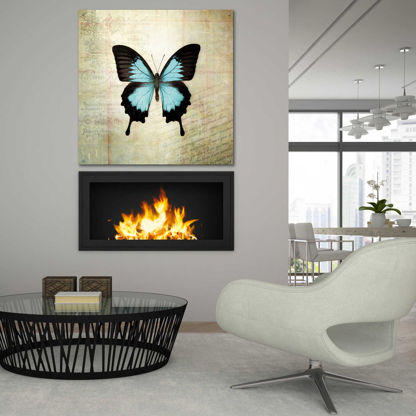 Epic Art 'French Butterfly III' by Debra Van Swearingen, Acrylic Glass Wall Art,36x36