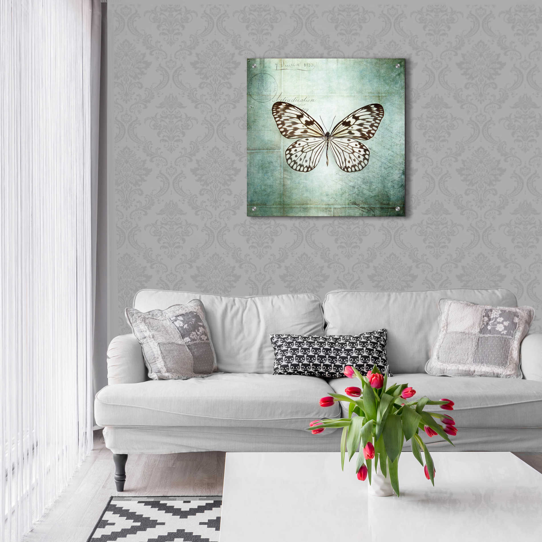 Epic Art 'French Butterfly V' by Debra Van Swearingen, Acrylic Glass Wall Art,24x24