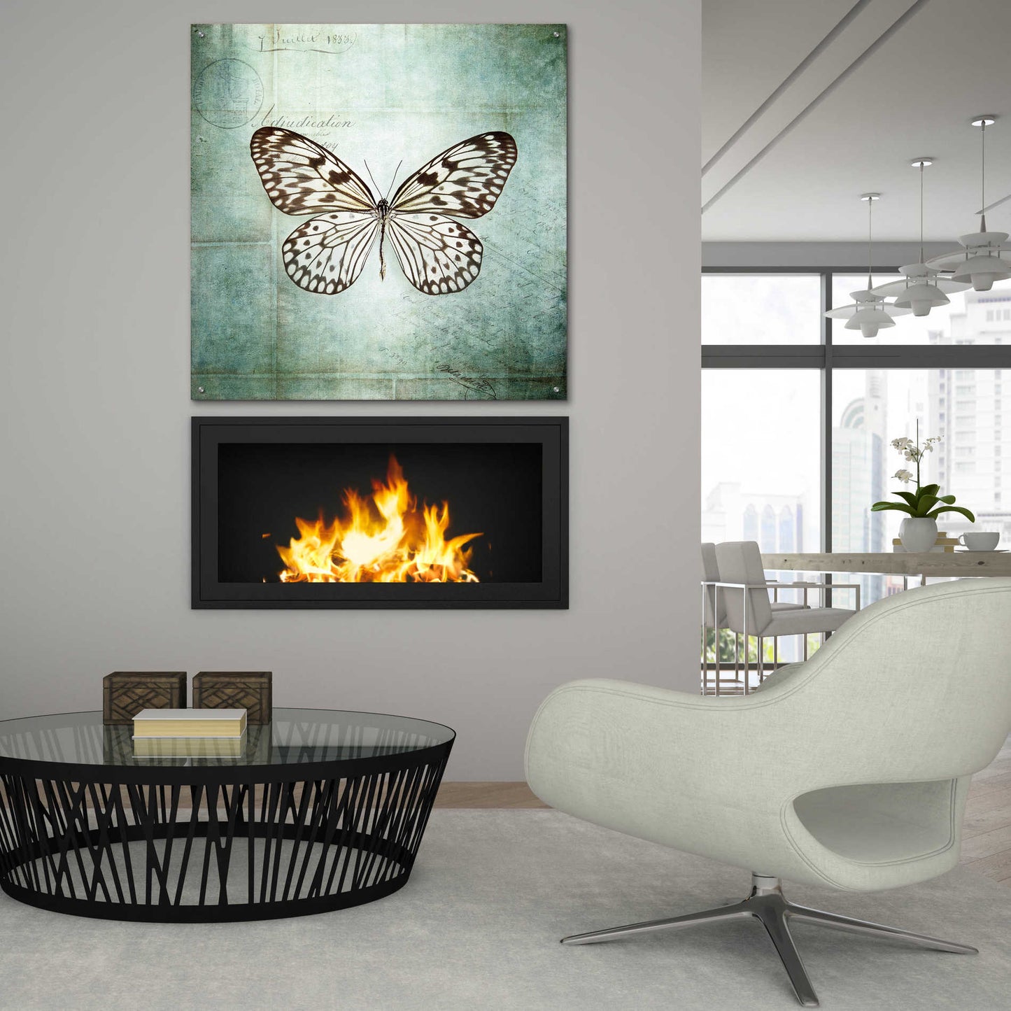 Epic Art 'French Butterfly V' by Debra Van Swearingen, Acrylic Glass Wall Art,36x36