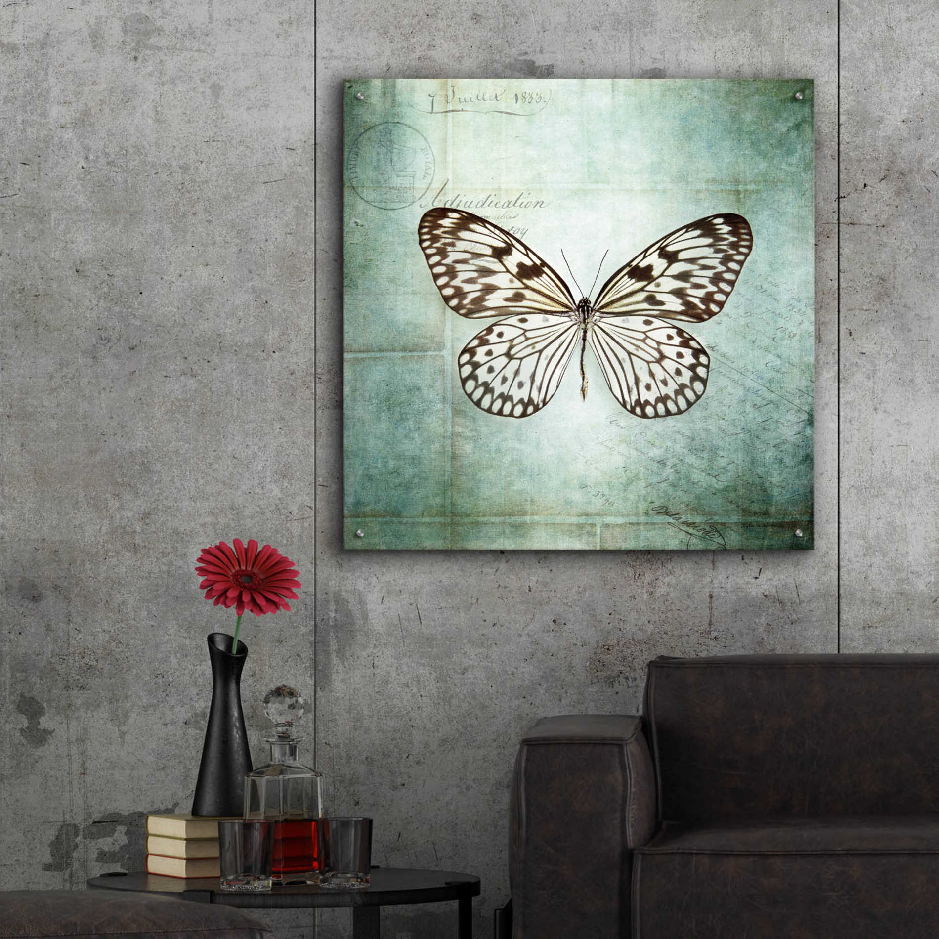 Epic Art 'French Butterfly V' by Debra Van Swearingen, Acrylic Glass Wall Art,36x36