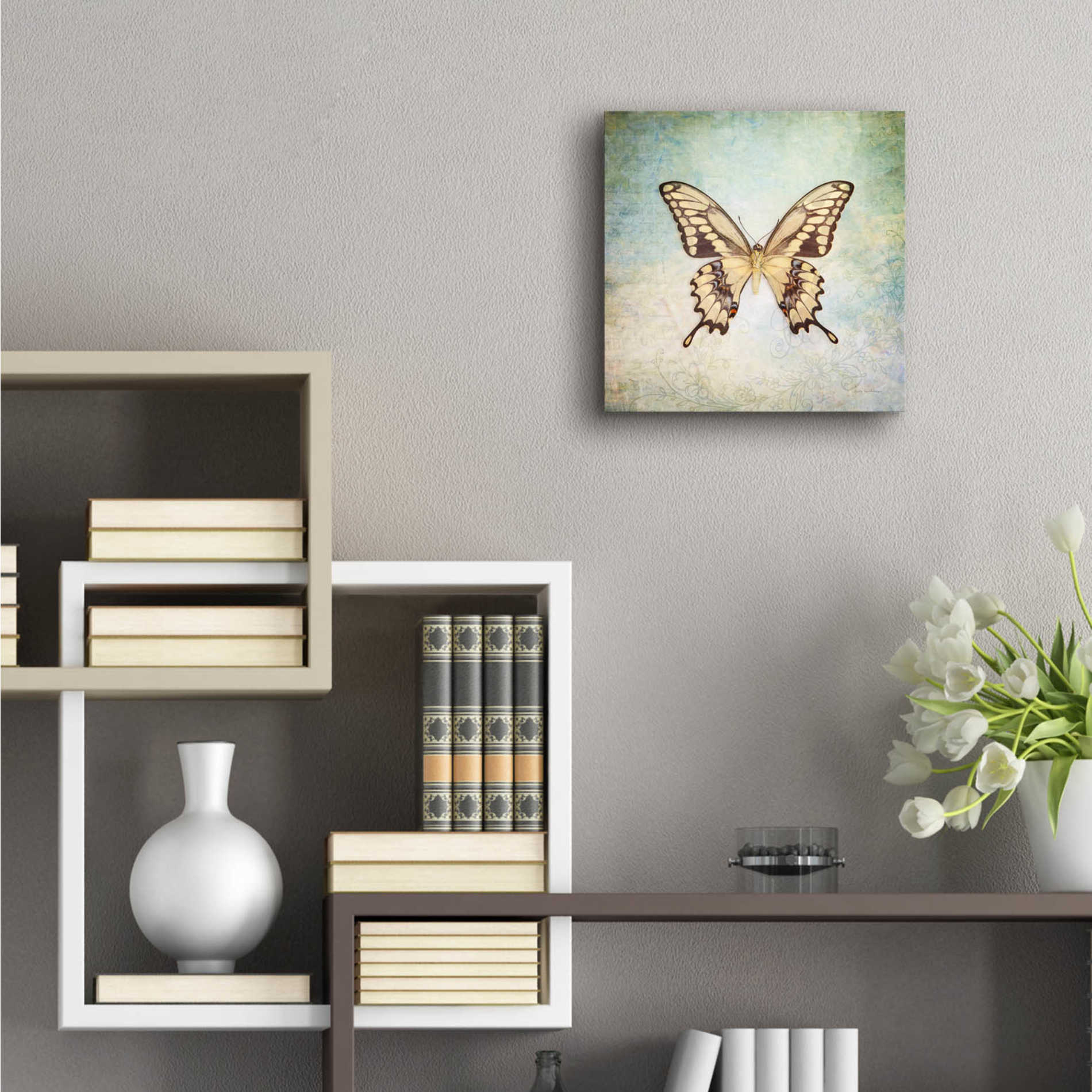 Epic Art 'French Butterfly VI' by Debra Van Swearingen, Acrylic Glass Wall Art,12x12