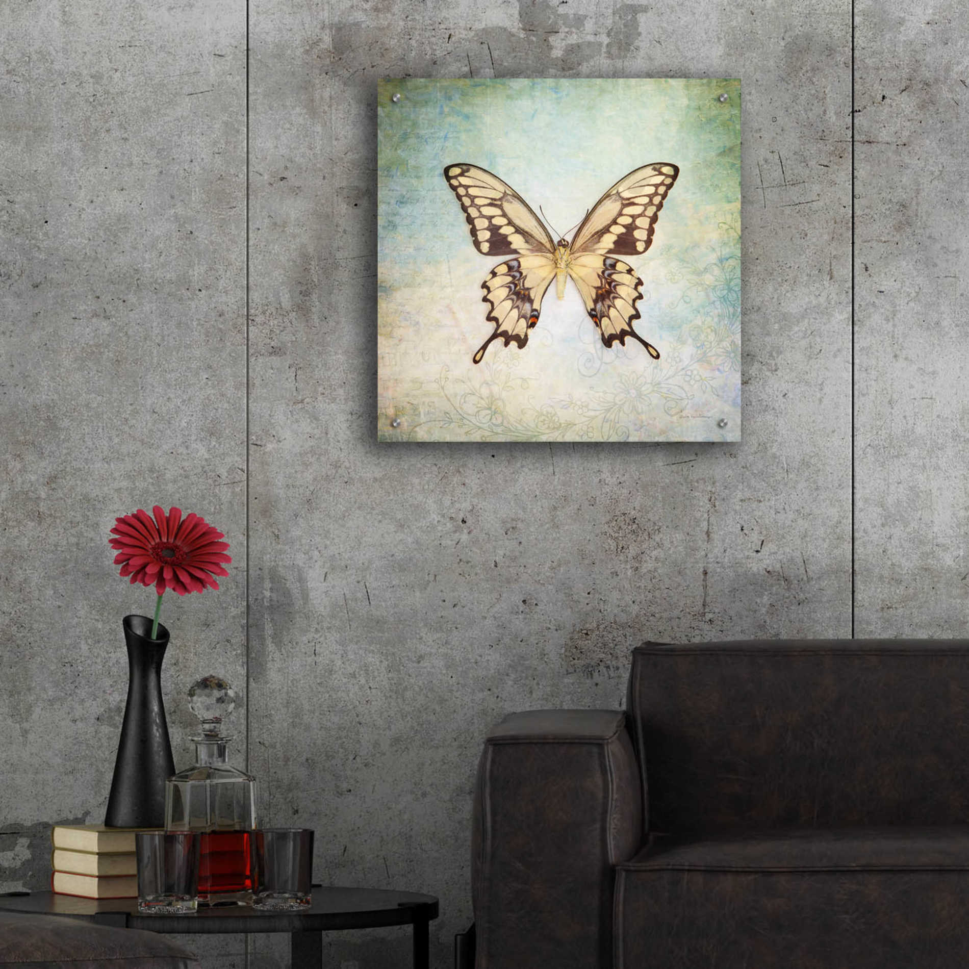 Epic Art 'French Butterfly VI' by Debra Van Swearingen, Acrylic Glass Wall Art,24x24