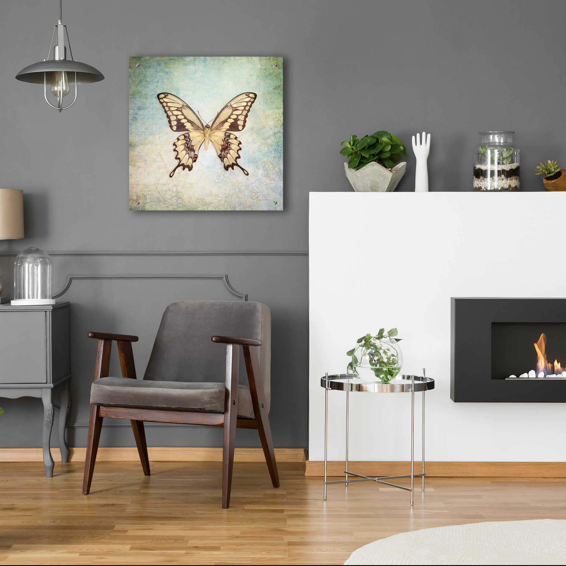 Epic Art 'French Butterfly VI' by Debra Van Swearingen, Acrylic Glass Wall Art,24x24