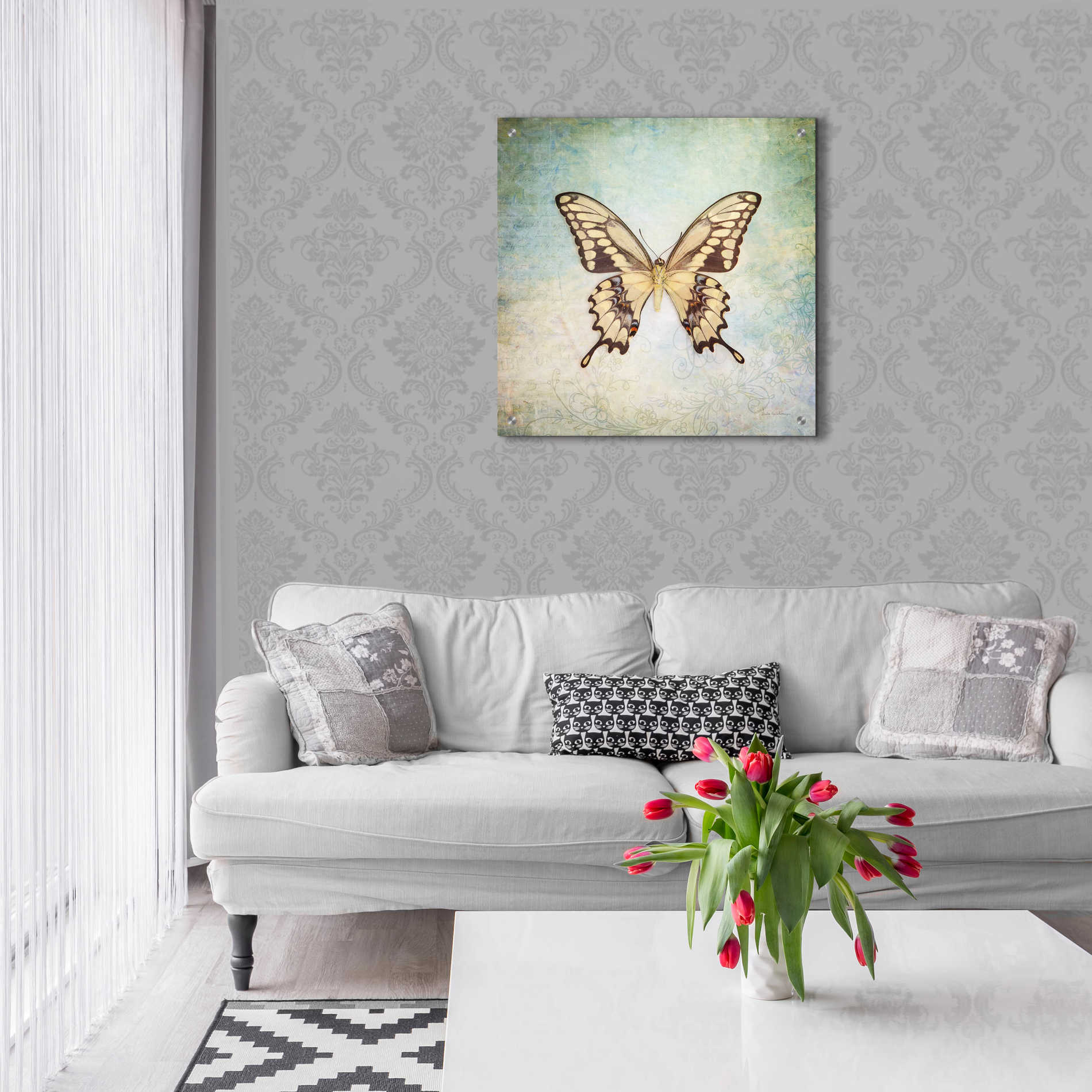 Epic Art 'French Butterfly VI' by Debra Van Swearingen, Acrylic Glass Wall Art,24x24