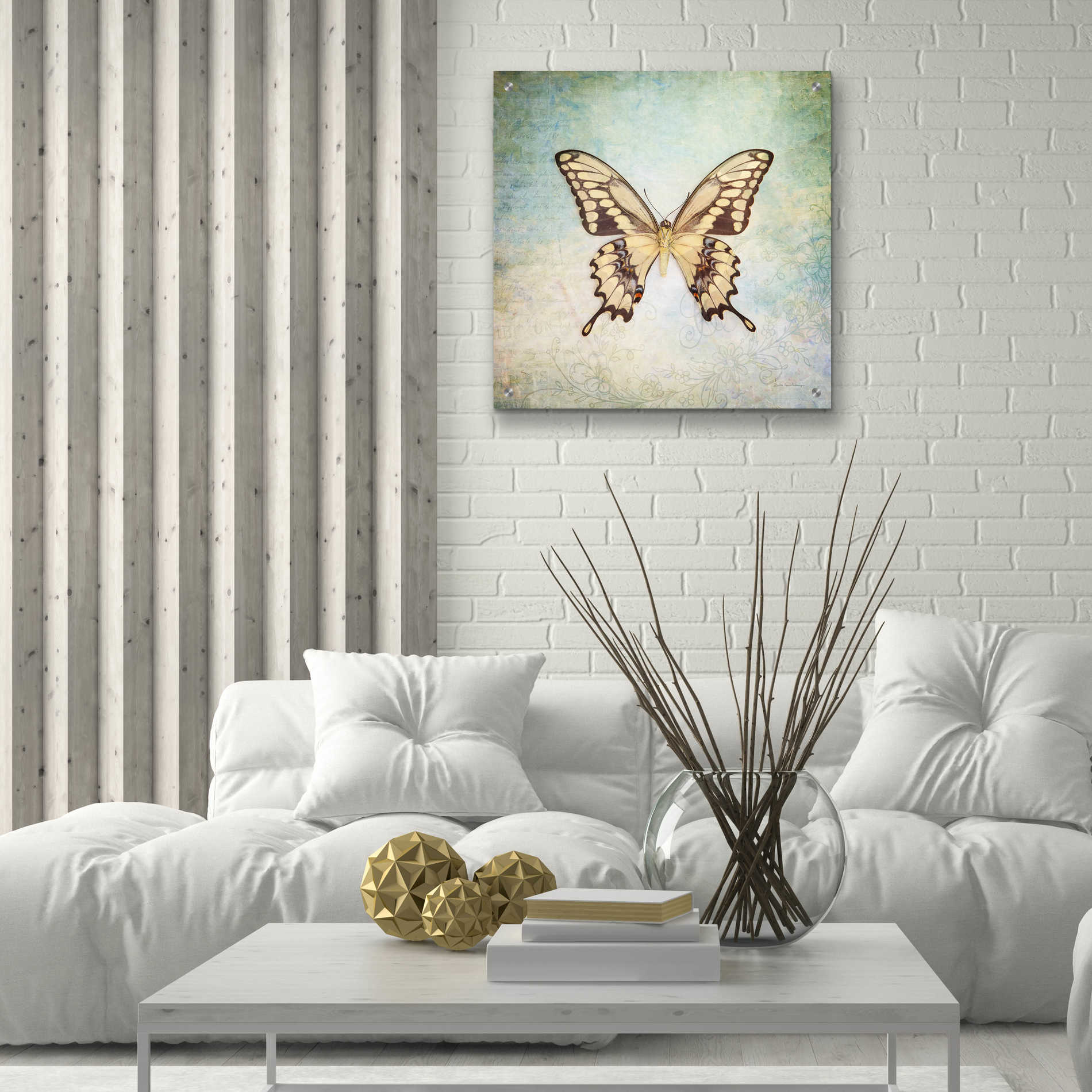 Epic Art 'French Butterfly VI' by Debra Van Swearingen, Acrylic Glass Wall Art,24x24