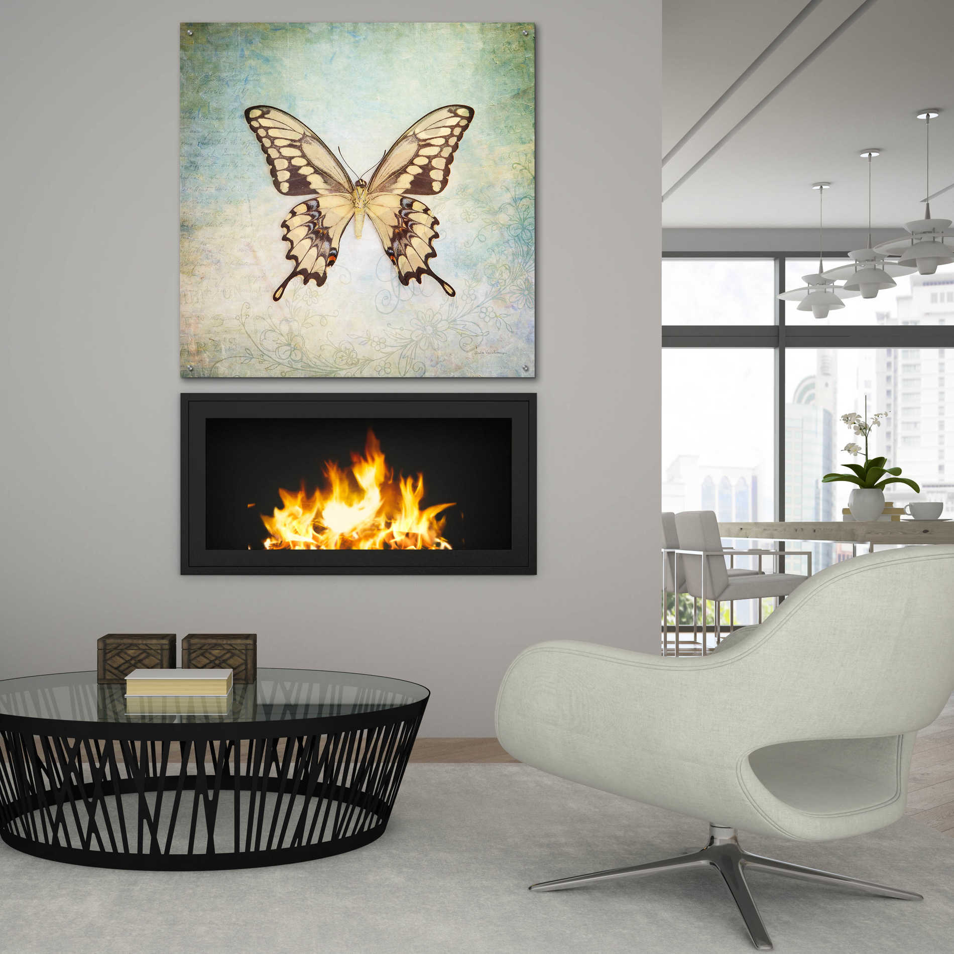 Epic Art 'French Butterfly VI' by Debra Van Swearingen, Acrylic Glass Wall Art,36x36