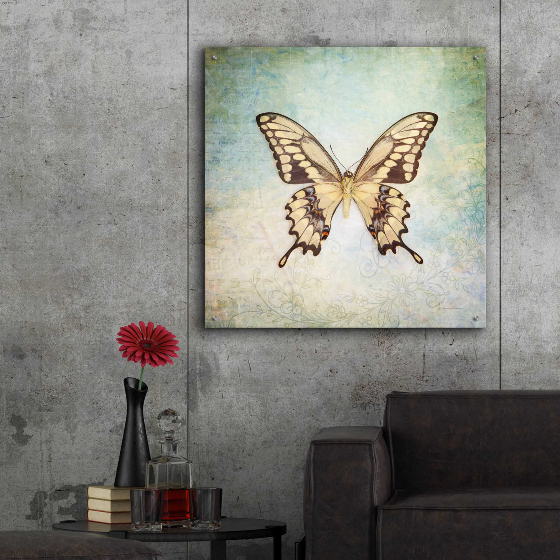 Epic Art 'French Butterfly VI' by Debra Van Swearingen, Acrylic Glass Wall Art,36x36