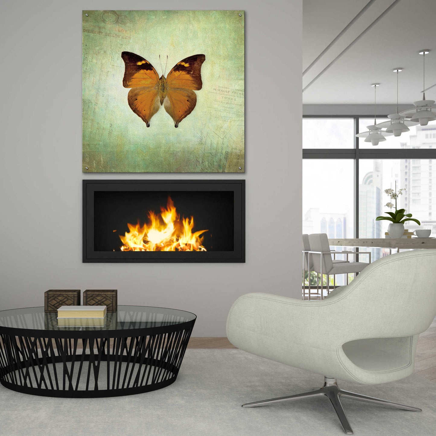 Epic Art 'French Butterfly VII' by Debra Van Swearingen, Acrylic Glass Wall Art,36x36