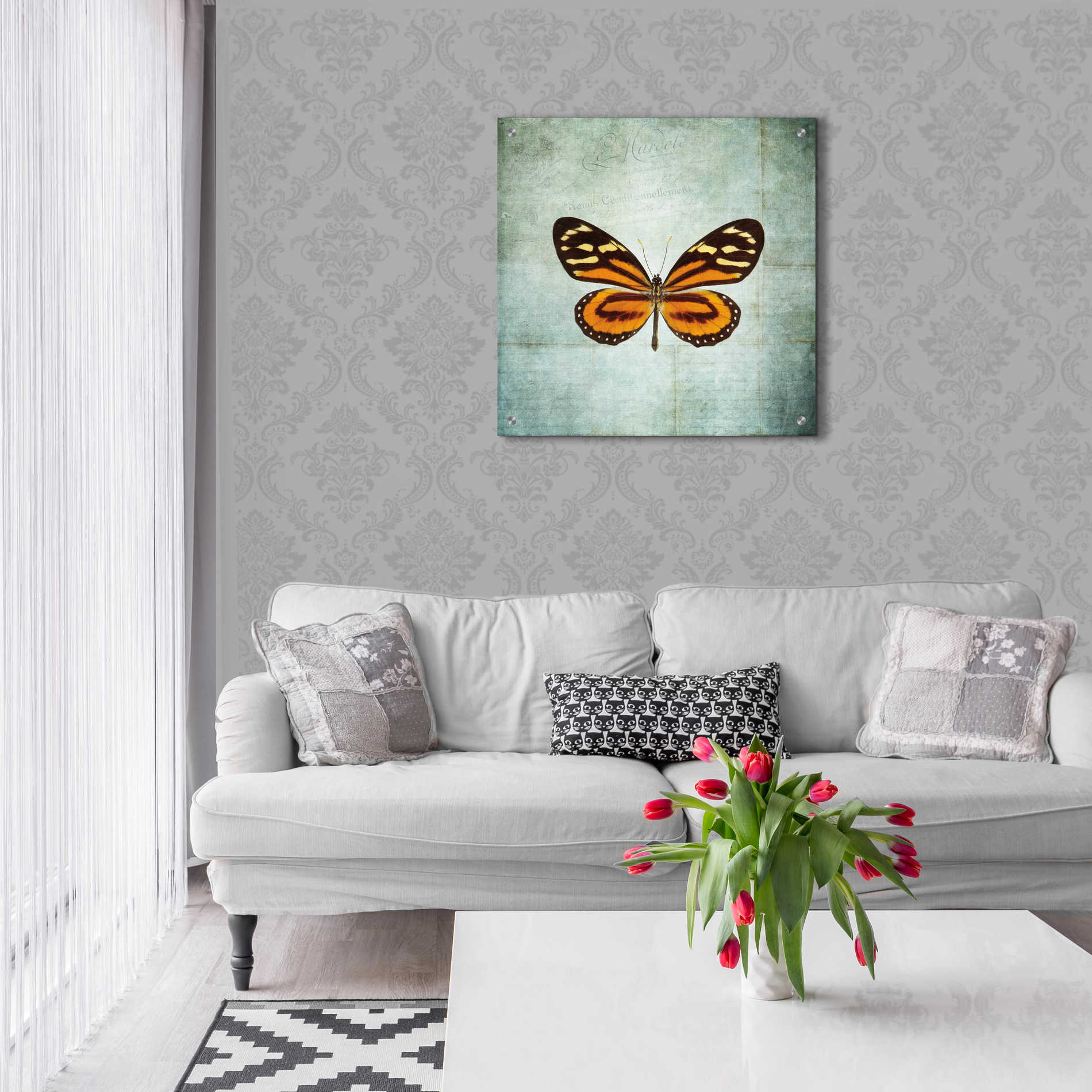 Epic Art 'French Butterfly VIII' by Debra Van Swearingen, Acrylic Glass Wall Art,24x24