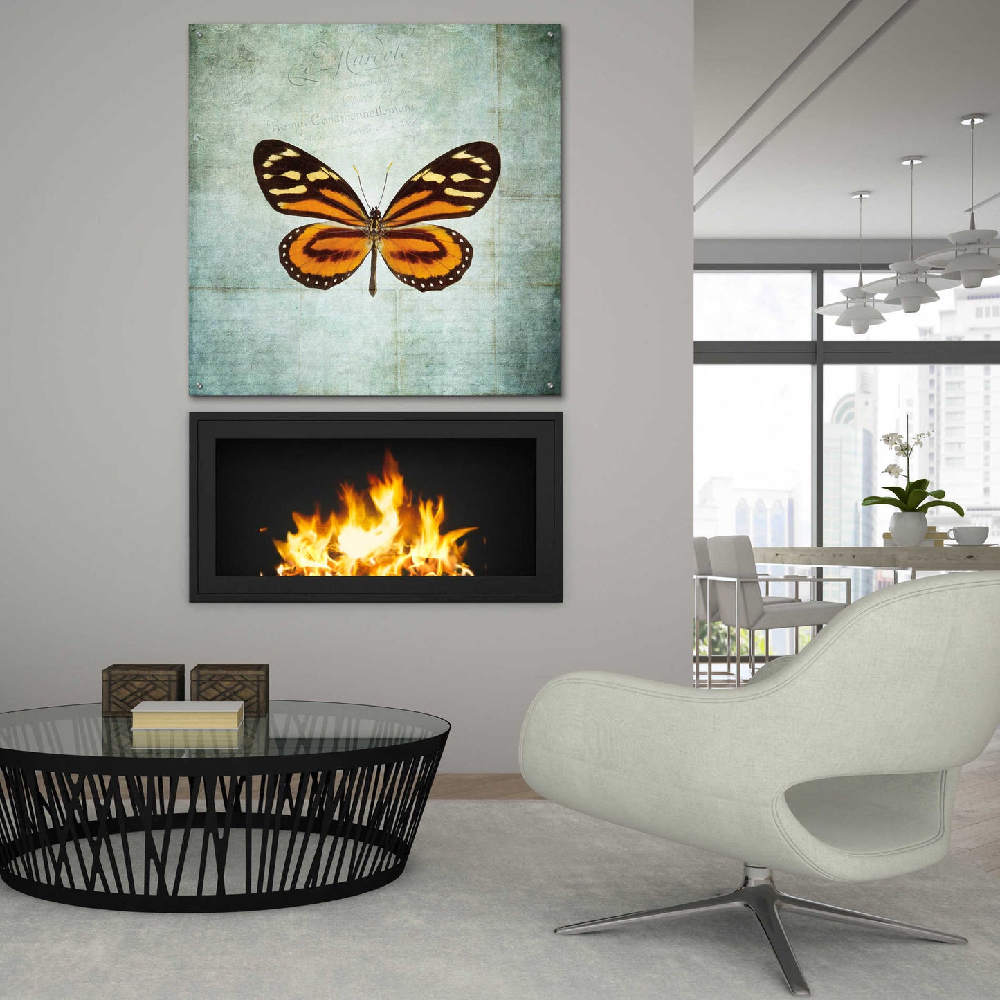 Epic Art 'French Butterfly VIII' by Debra Van Swearingen, Acrylic Glass Wall Art,36x36